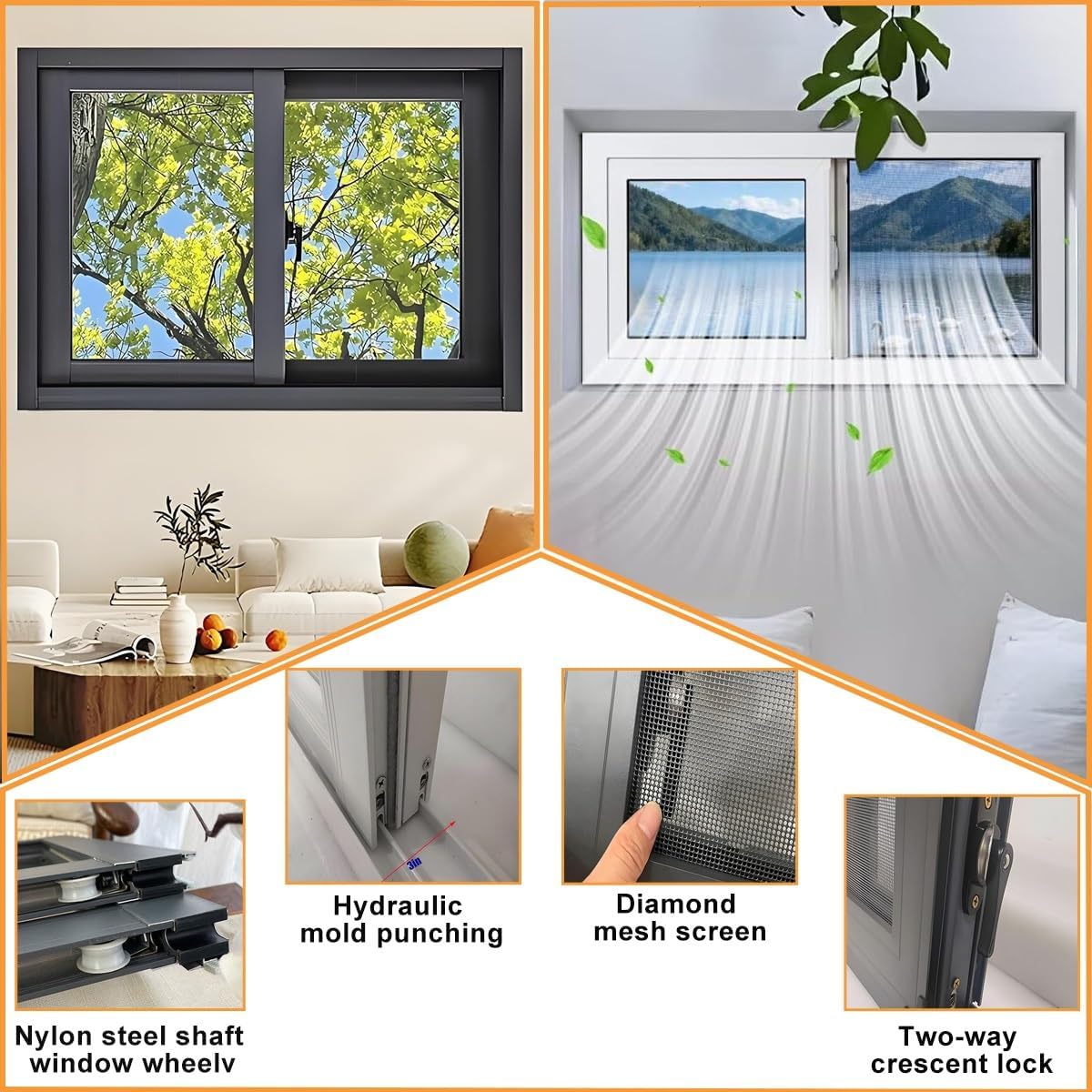 Basement Sliding Windows, Shed Windows with Tempered Glass and Fiberglass Screenre, 25x19" 36x24" 29x20" Aluminum Alloy Replacement Window for Bathroom Chicken Barns Playhouse(Black,19x19")