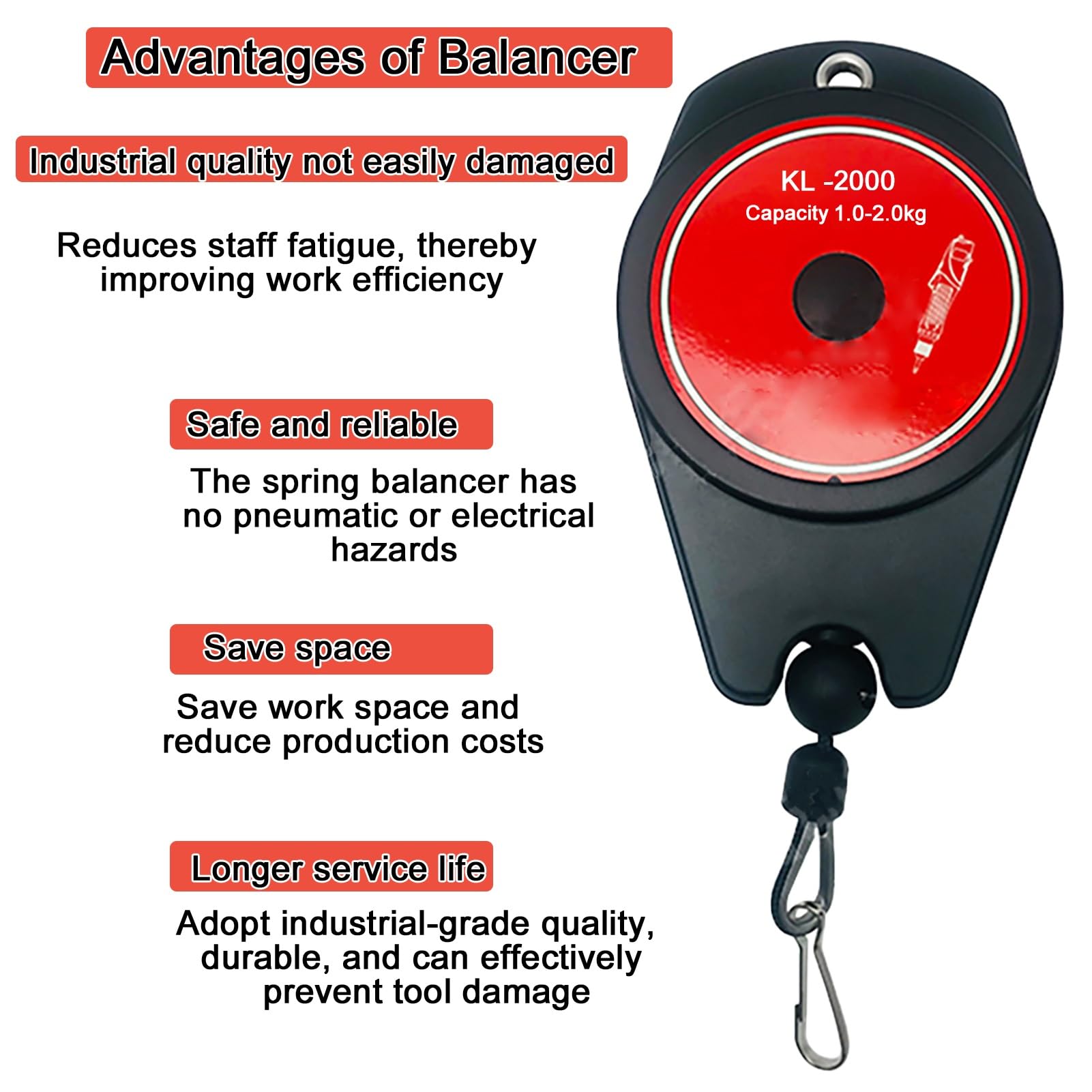 Equilibrador de resorte, Equipo colgante de soporte telescópico for línea montaje con herramientas accesorias for soldadura piezas(0.6 1.5kg)