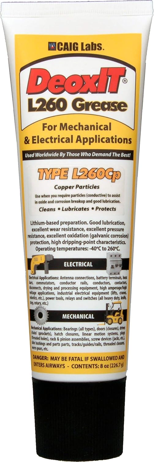CAIG Laboratories, DeoxIT L260-C8, Lithium Grease, Copper Particles, 226g Squeeze Tube, Pack of 1