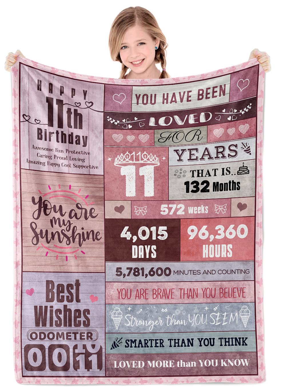 Plaid enfant 11 ans pour soirées cinéma, grande couverture rose douce de canapé et de chambre