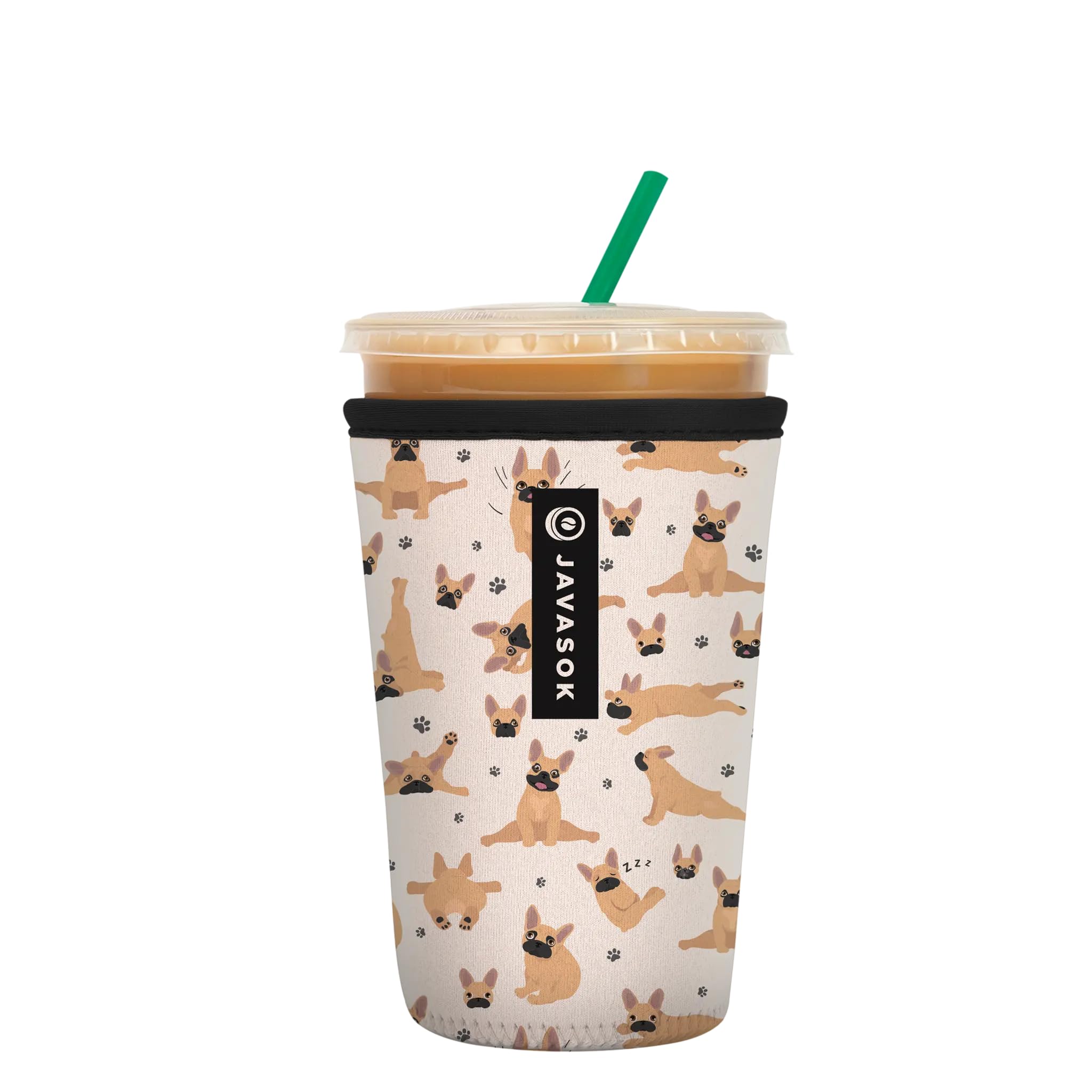 Sok It JavaSok Iced Coffee &amp; Cold Soda Insulated Neoprene Cup Sleeve (Pardon My Frenchie, Medium: 22-28oz)