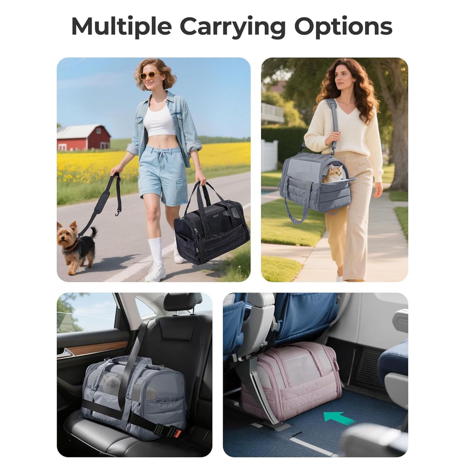 Katzentragetasche,Gesteppte Reisetasche Für Haustiere Für Ausflüge (Camel)