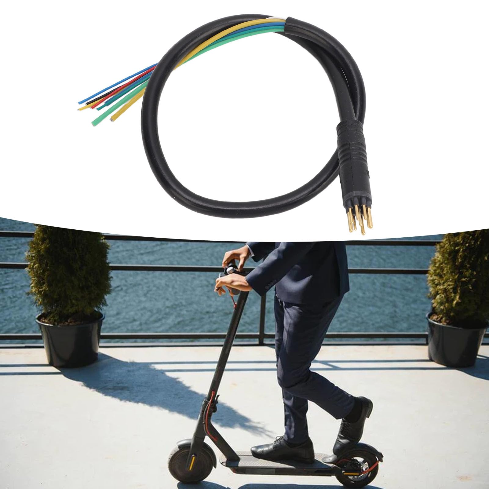 Cable de Motor para Patinete eléctrico de 9 Pines con núcleo de Cobre, Recambio para reparación y Mantenimiento. Peso: 37 g / 1,3 oz. Fácil de sustituir