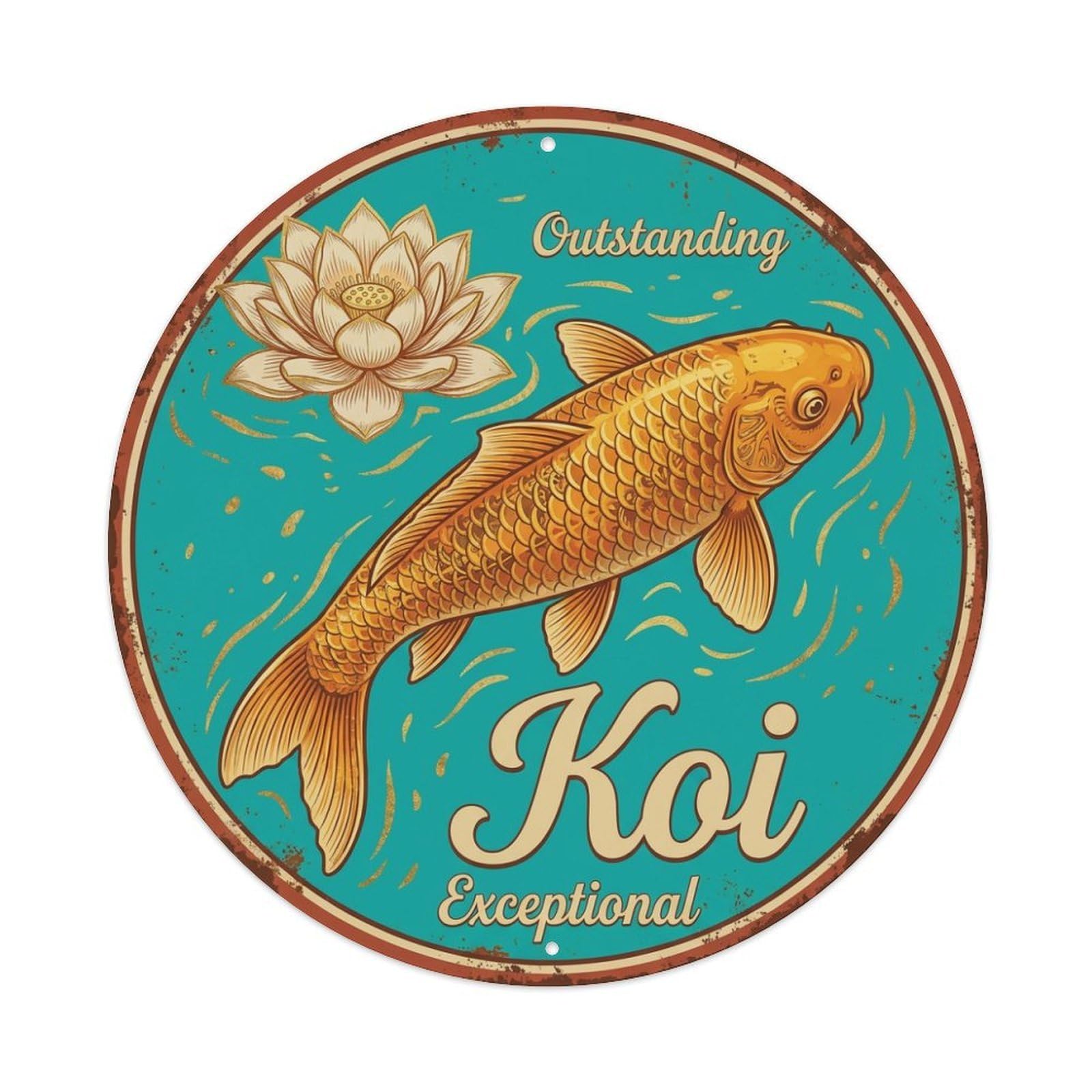 Xanthor Style Koi Fish Outstanding Exceptional Waters Metal Tin Sign