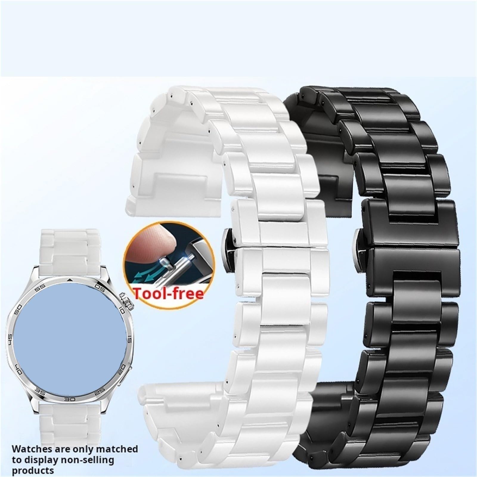 Ceramiczna stalowa bransoletka Mężczyźni Kobiety Pasek do smartwatcha z szybkim zwalnianiem 20 mm 22 mm Czarny
