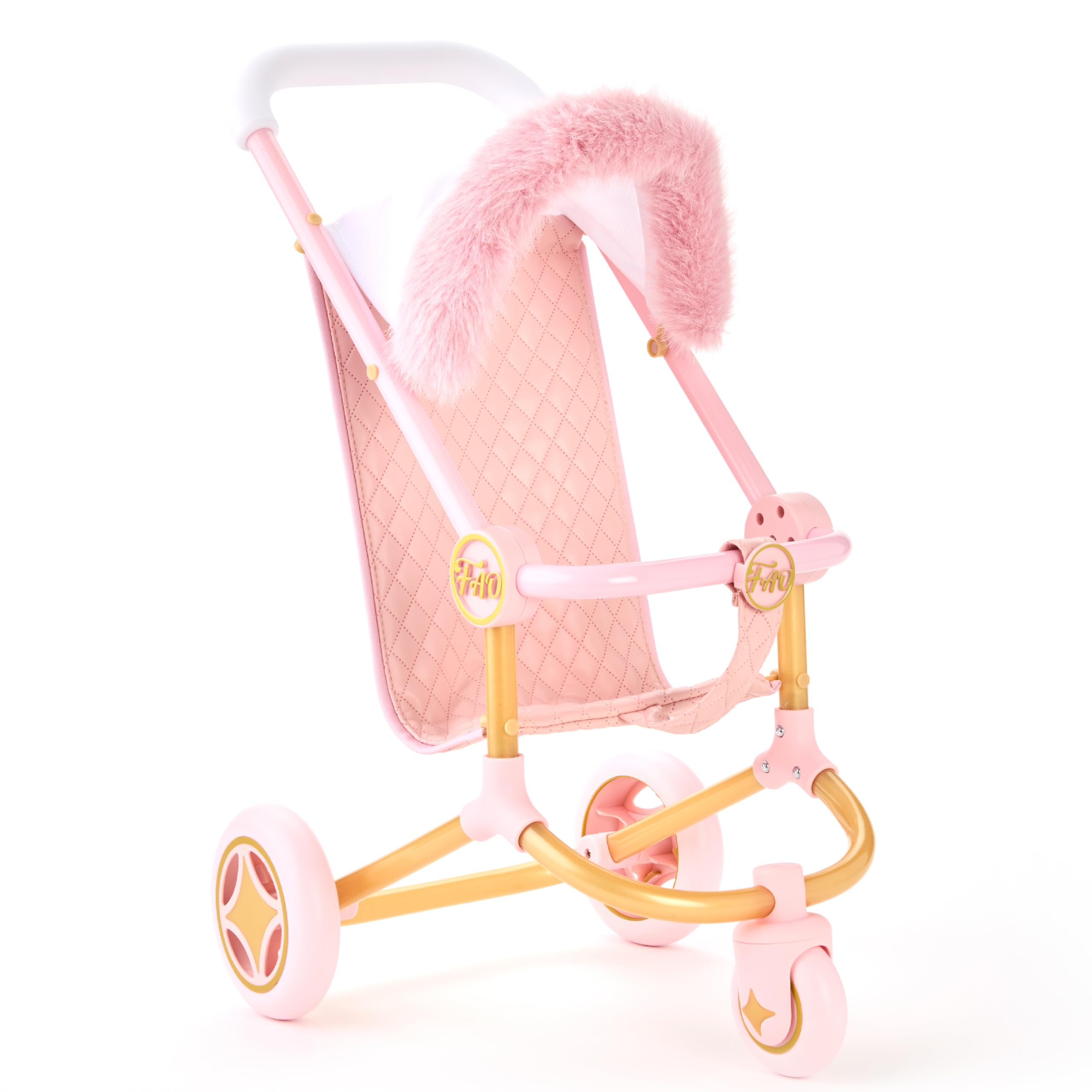 FAO Schwarz 3-Wheel Baby Doll Stroller for 14" Dolls, Girls Roleplay Toy | Fits 14” FAO B…