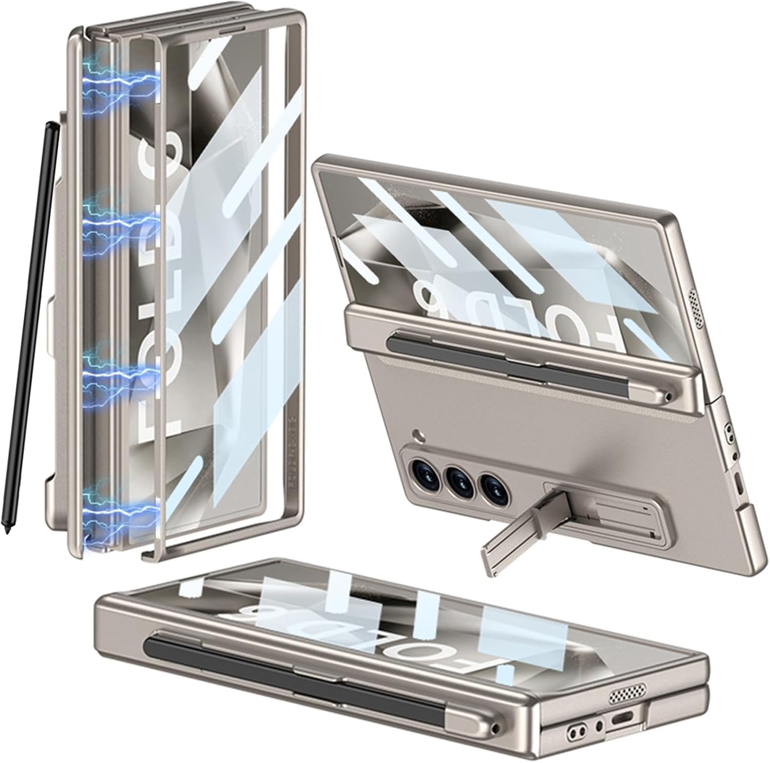 Kapa Magnetic Hinge Case for Samsung Galaxy Z Fold 6 | Inbuilt S-Pen Holder Stand Hybrid Back Cover (Titanium) (B0DFPBT3CQ) Amazon Price History, Amazon Price Tracker