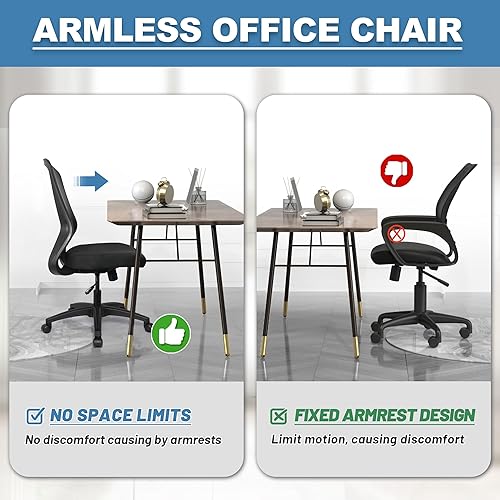 Miniatura 6 de Silla ergonómica giratoria cómoda para el hogar, oficina, oficina, escritorio, con altura ajustable, soporte lumbar para personas grandes, estudio y