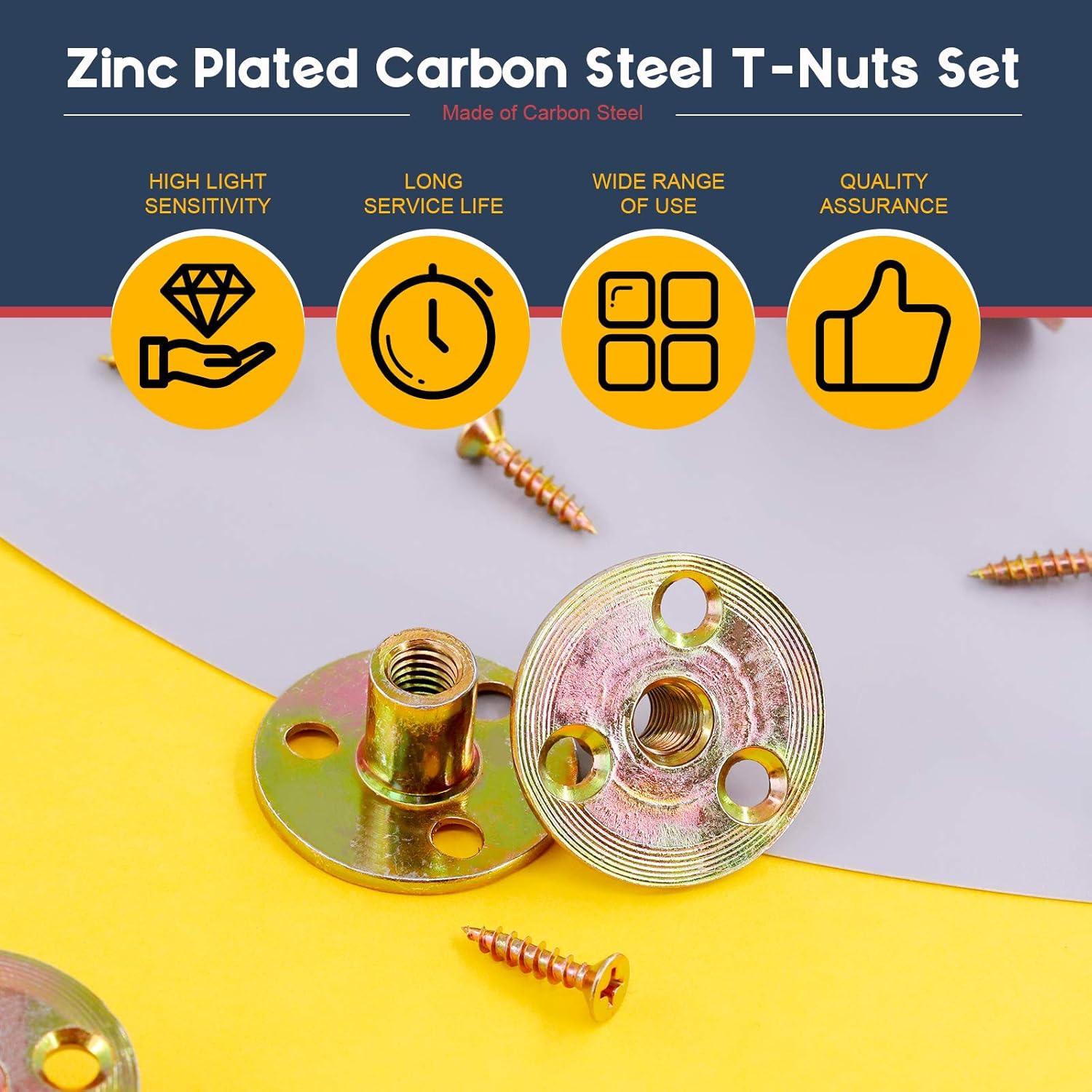 Hilitchi Brad Hole Tee Nut Carbon Steel Screw in T Nuts Round Base