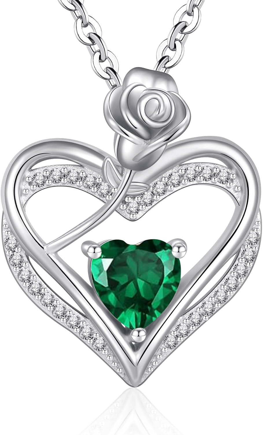 LIHELEI Damesketting met Forever Love hart geboortesteen hanger, S925 zilveren halsketting voor vrouwen sieraden, verjaardagscadeau voor haar, vrouw vriendin Valentijnsdag Moederdag, Zirkonia