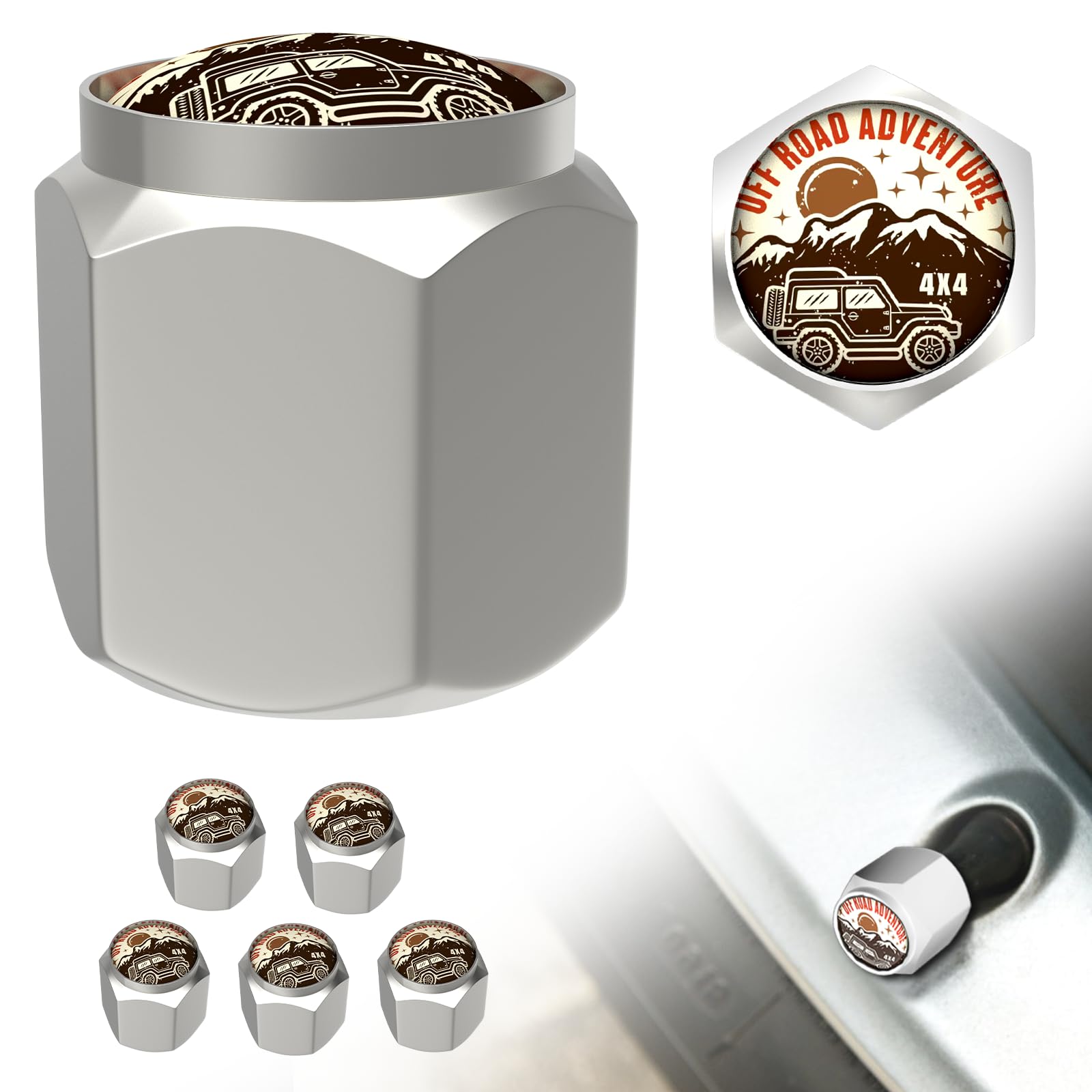 HZSZKYK 6Pcs/Pack Off-Road 4X4 Tire Valve Stem Caps Universal Stem Covers for Jeep Bronco Dodge RAM Ford F150 Chevy Audi BMW Benz Toyota Honda & More Car Truck SUV Schrader Valve Replacement