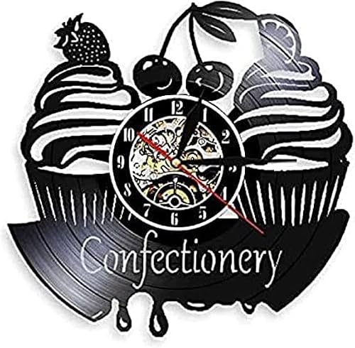 Sweets - Lámpara de pared contemporánea para colgar reloj con diseño de dulces navideños relojes de panadería decoración de pared idea de disco de