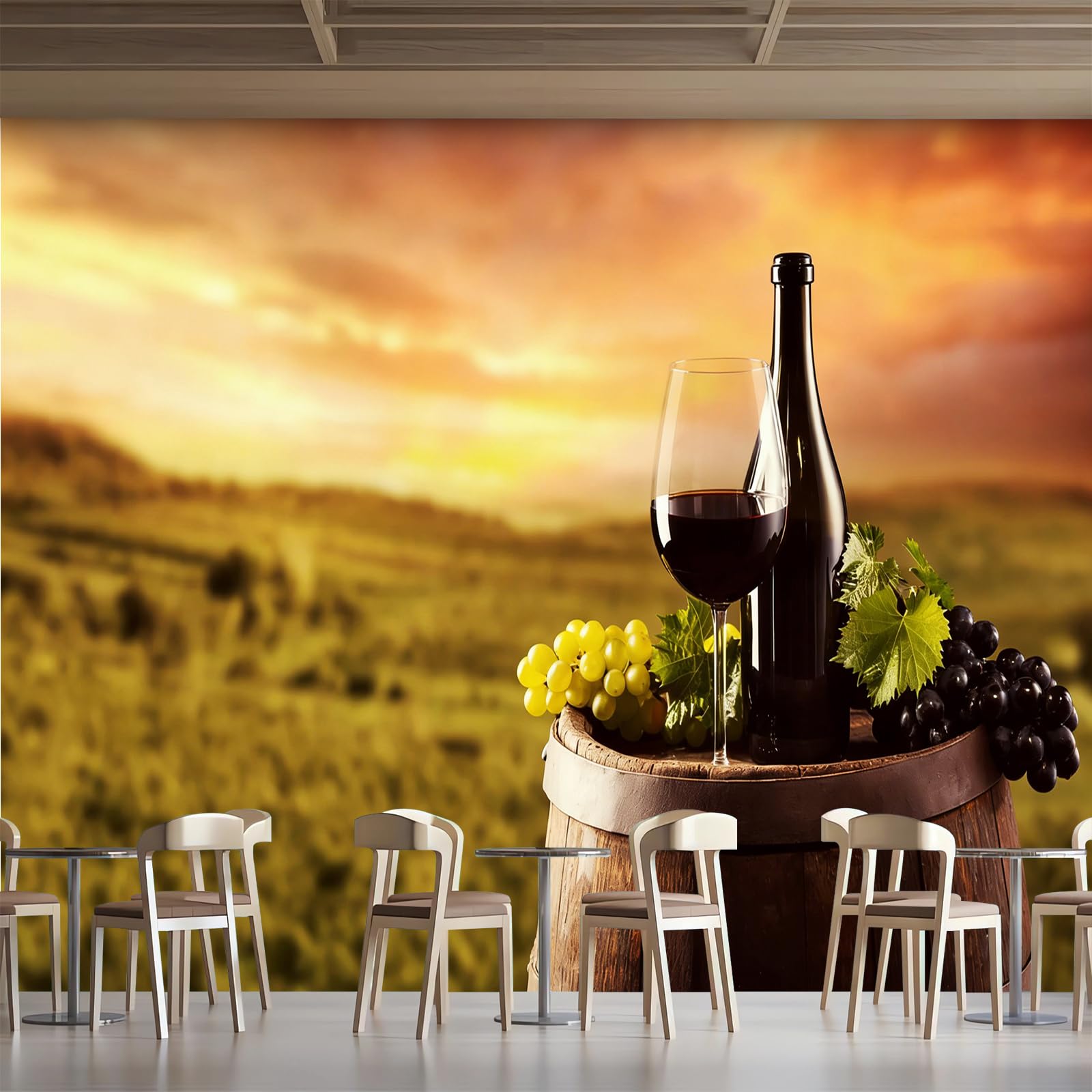 Carta da parati effetto 3D Vino 350 x 256 cm Murale Non Tessuto Tramonto In Campagna Fotomurale Stampa HD Moderna Poster Per Soggiorno E Camera Da Letto Design 1M4011
