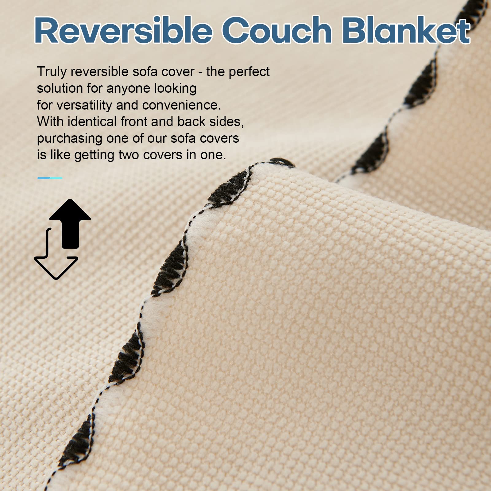 Foreate Couverture de canapé réversible pour chien et animal domestique – Lavable en machine – Protection de meubles en tricot résistant aux rayures – 180 x 300 cm – Ivoire