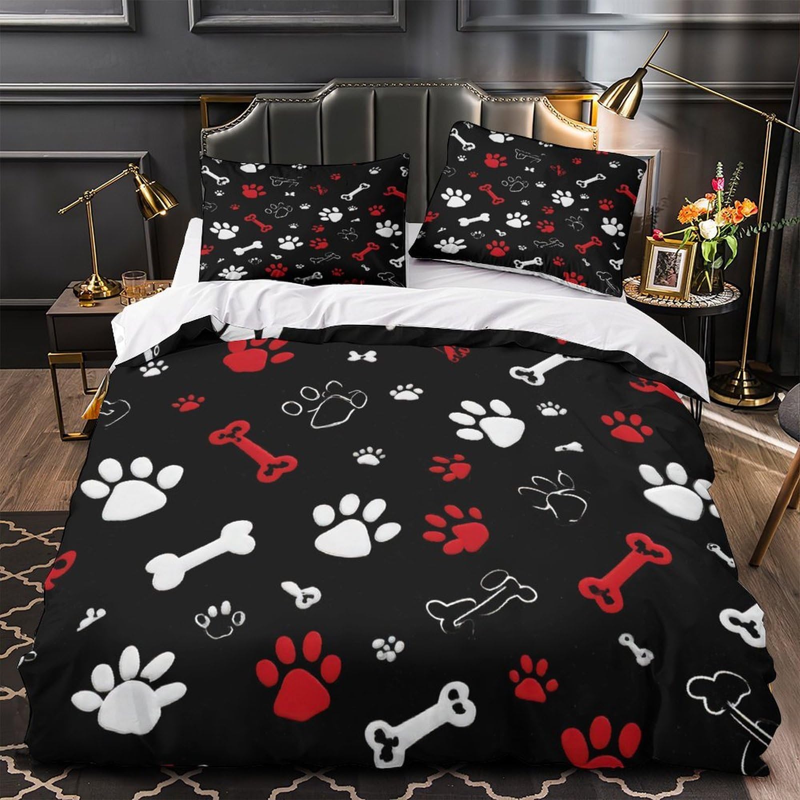Housse de couette Doberman 3D parure de lit microfibe double