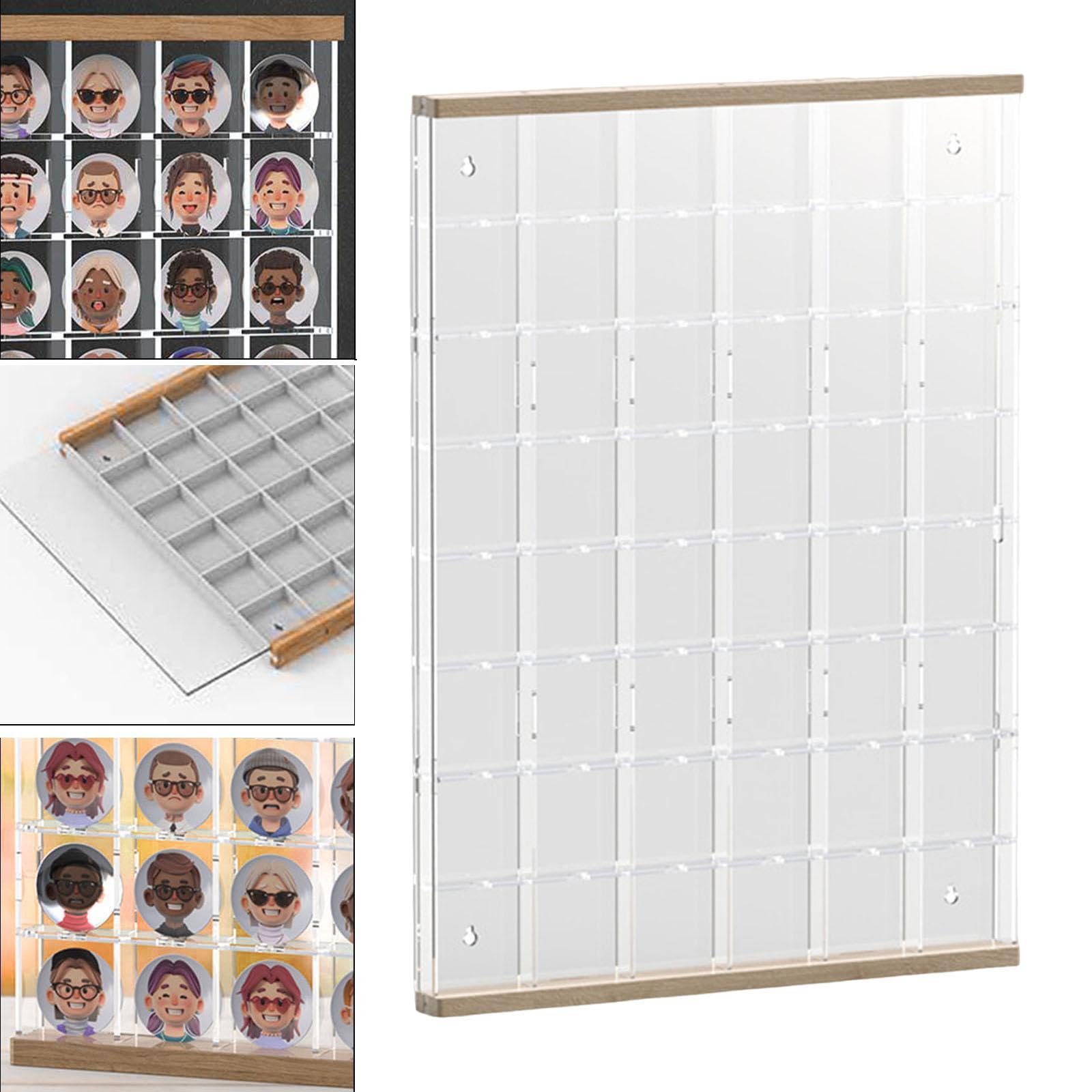 Badges Display Box Acryl Sammlerbox Pins Brotdose Organizer Holz Aufbewahrungsbox Staubschutz Funktion für Pins Broschen Medaillen Sammlung Heimdekora