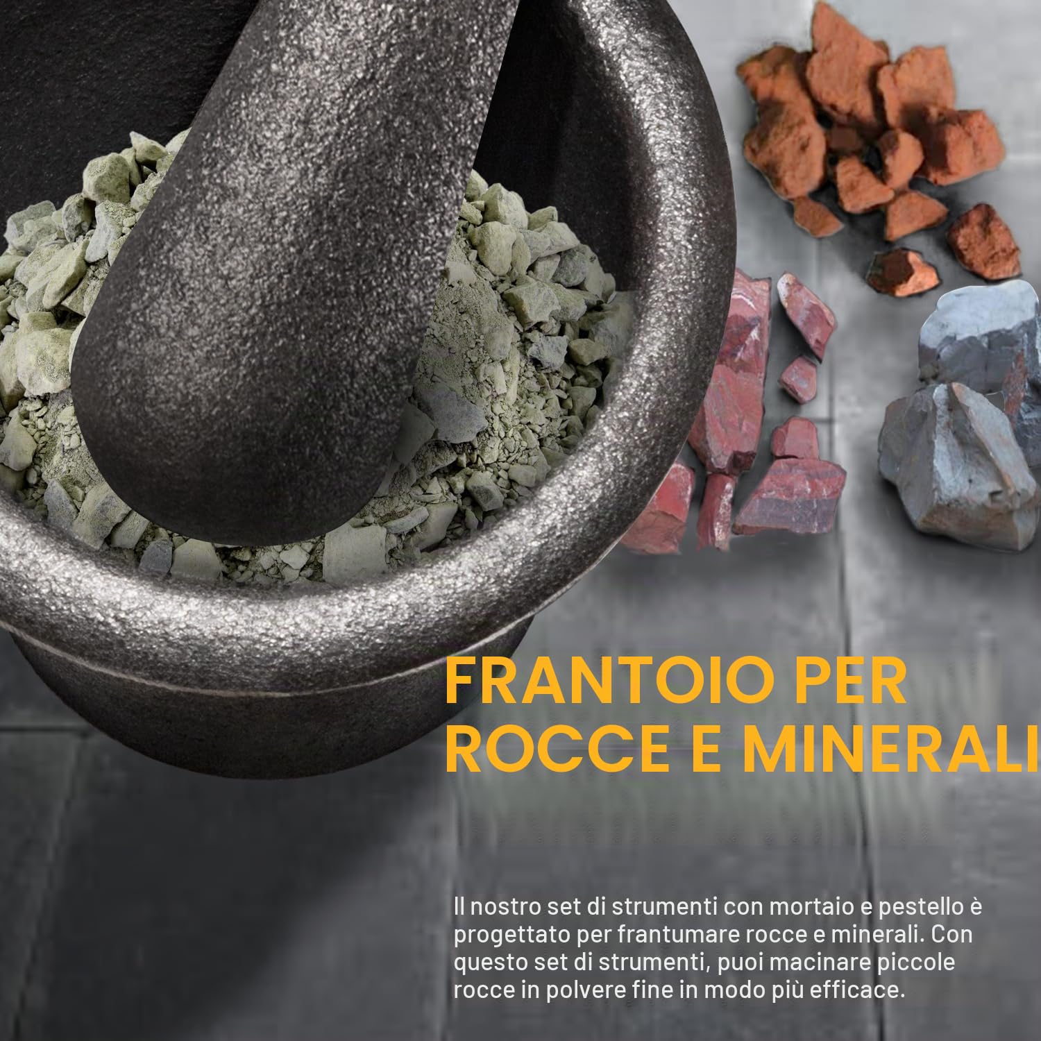 Set Mortaio e Pestello CTcar 3,6 kg | Realizzato in acciaio forgiato | Per la ricerca dell'oro, la frantumazione di minerali e la macinazione delle spezie