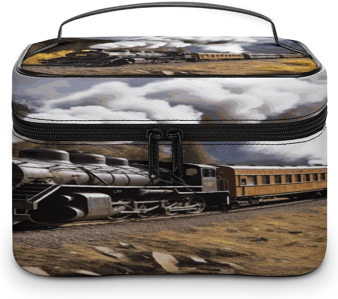 Steam Locomotive Train Travel Makeup Bag Cosmetic Bag Toiletry Bags