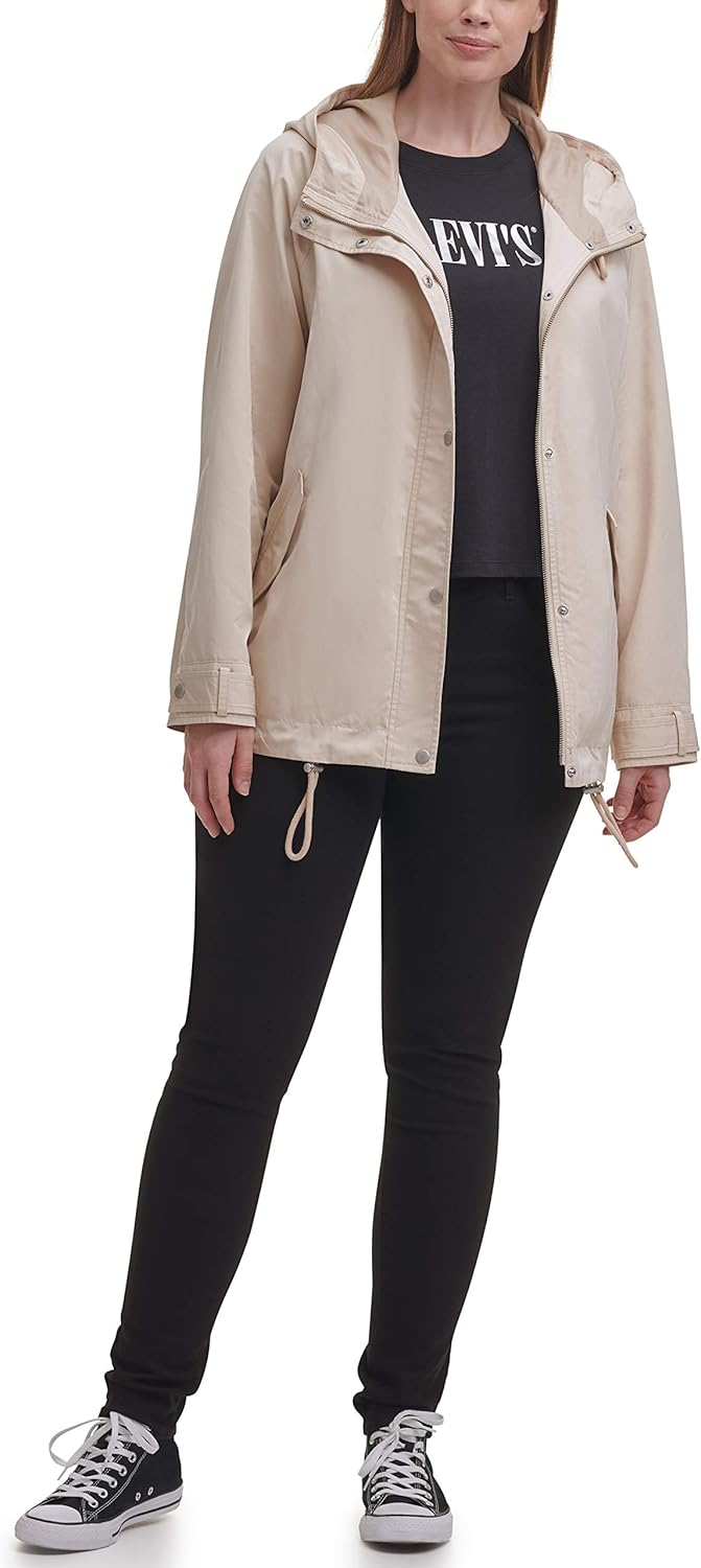 Levi's Women's Hooded Peached Nylon Zip Front Rain Jacket - Image 4