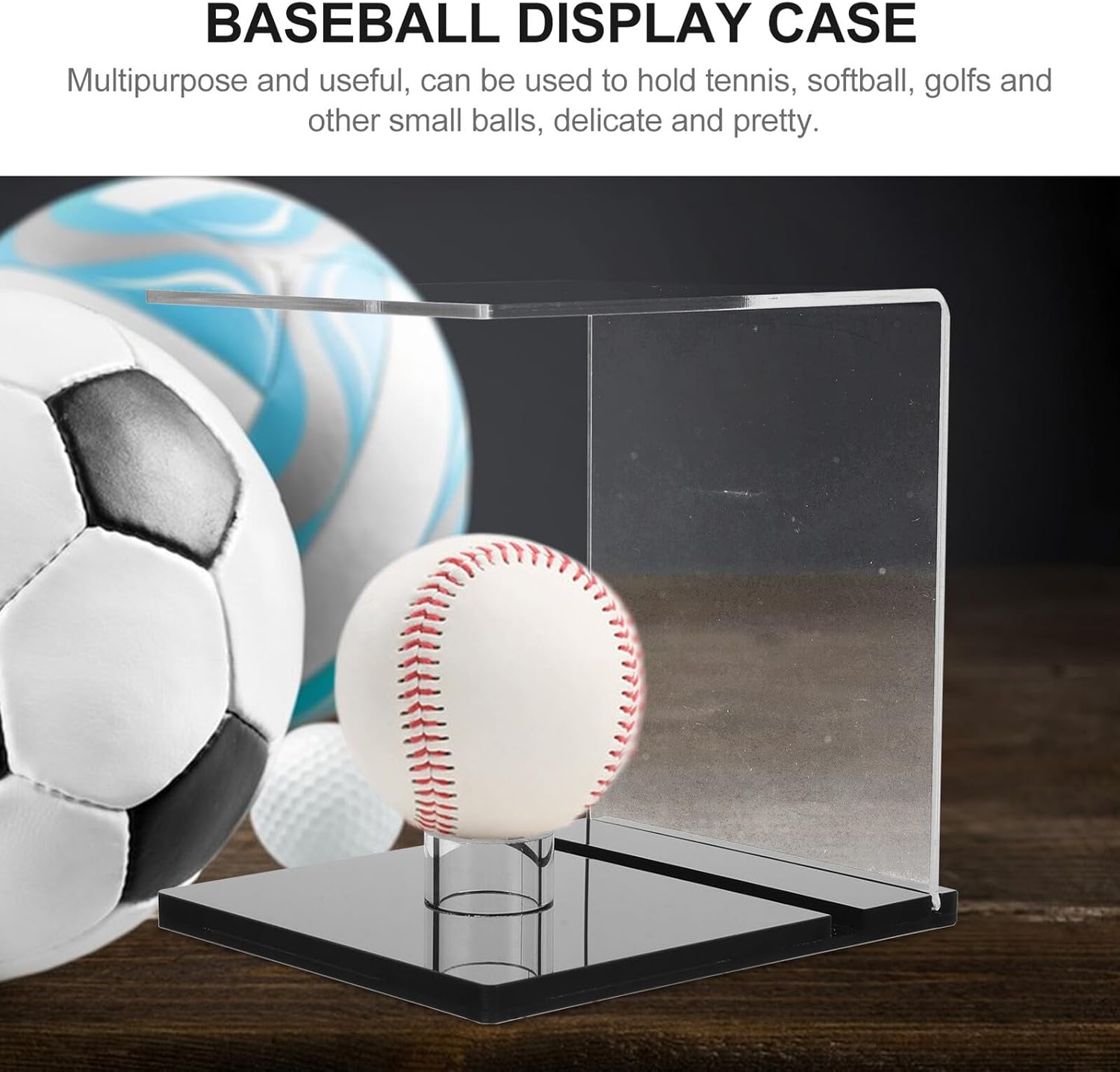 Ciieeo 2pcs Acrylic Baseball Display Case with Base Ball Holder for Autographed Softball Memorabilia Protection and Storage