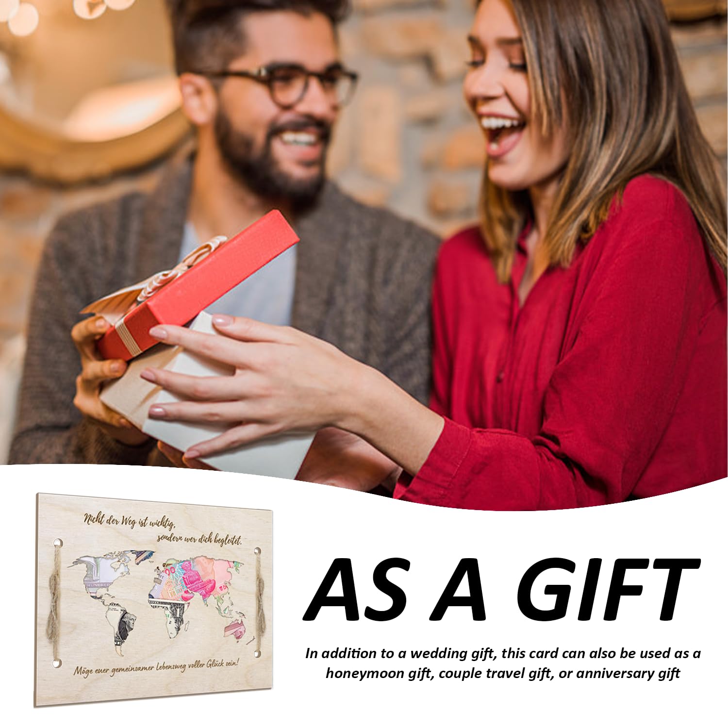 Tarjeta de dinero de madera personalizada regalo boda recién casados