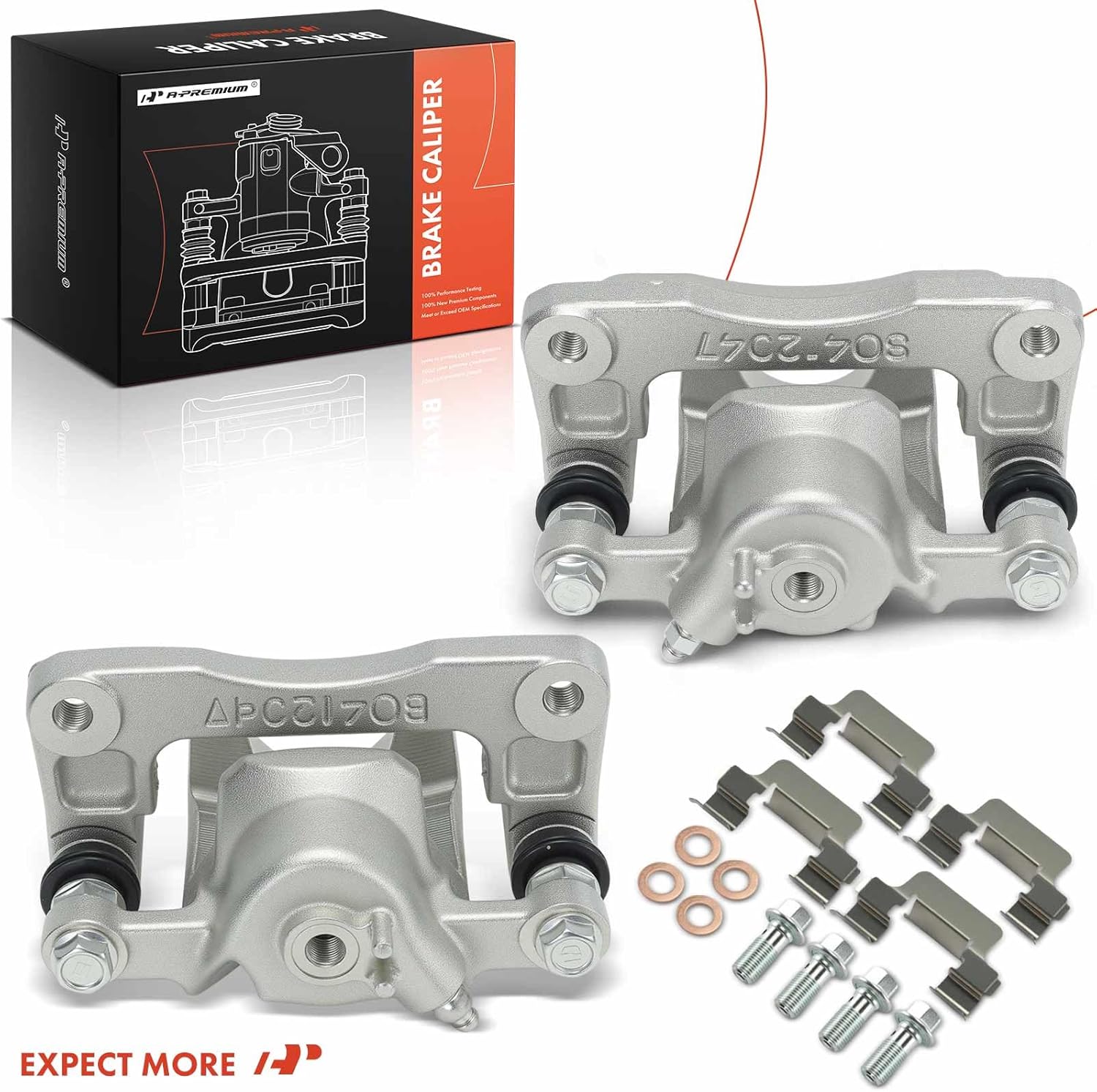 A-Premium Disc Brake Caliper Assembly with Bracket Compatible with Hyundai Vehicles - Santa Fe 2001-2006 - Rear Driver and Passenger Side, 2-PC Set