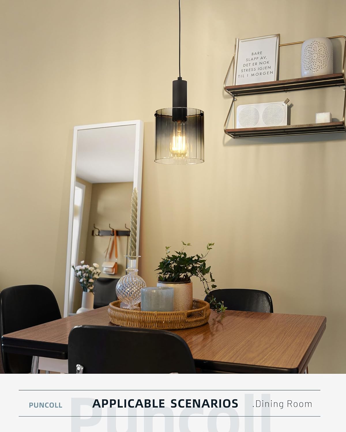 Black Pendant Lighting for Kitchen Island - Pendant Light Fixtures with Gradient Color Glass for Kitchen Sink Dining Room Bedroom, H3959-1-SMBK