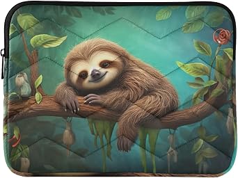 Tree Sloth Laptop Sleeve for 13-14 Inch Notebooks, Computer Bag for On-the-Go Safety, Waterproof Laptop Bag