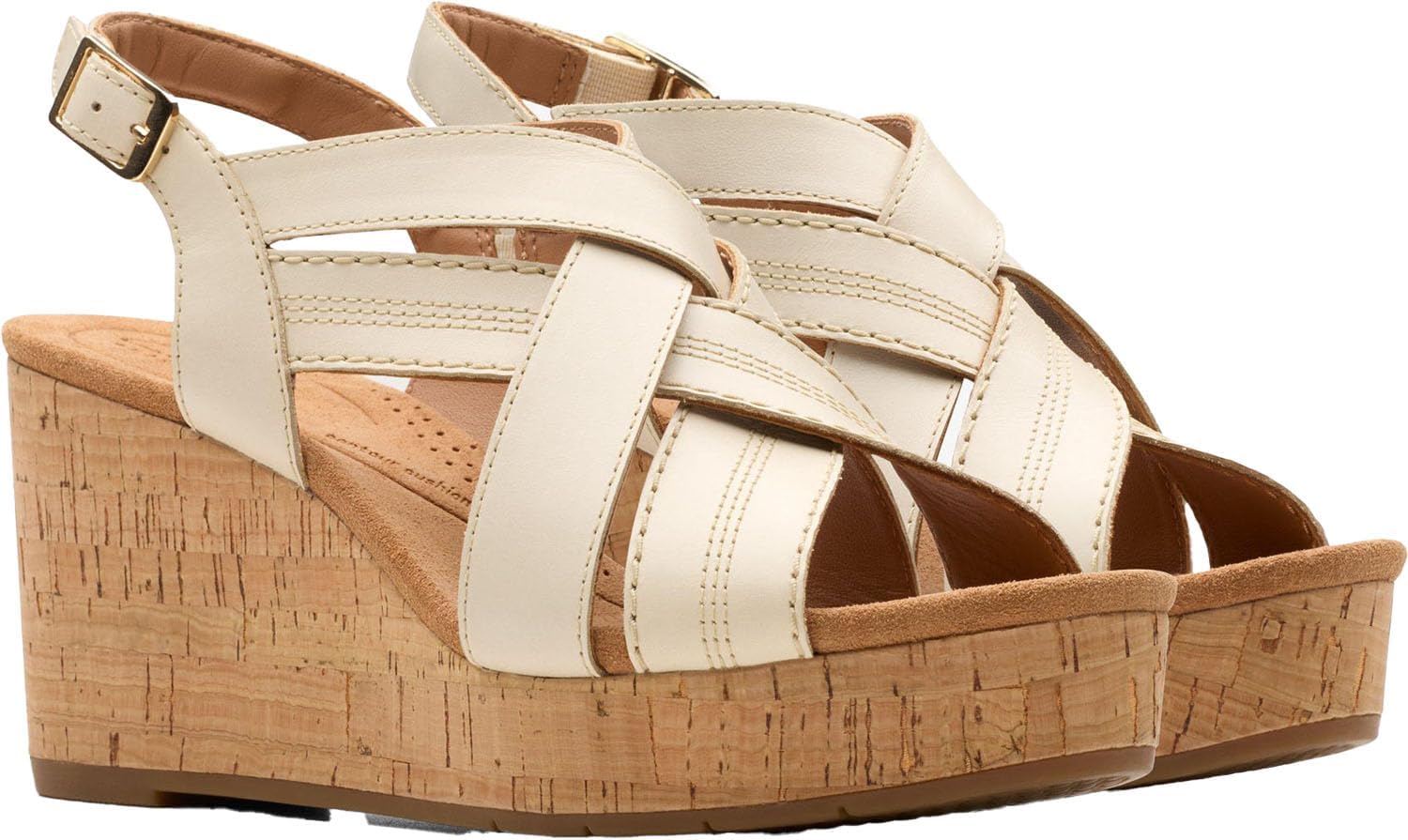 Clarks - Womens Sabina Sling Sandals, Color Cream Leat, Size: 10 W US - Image 4