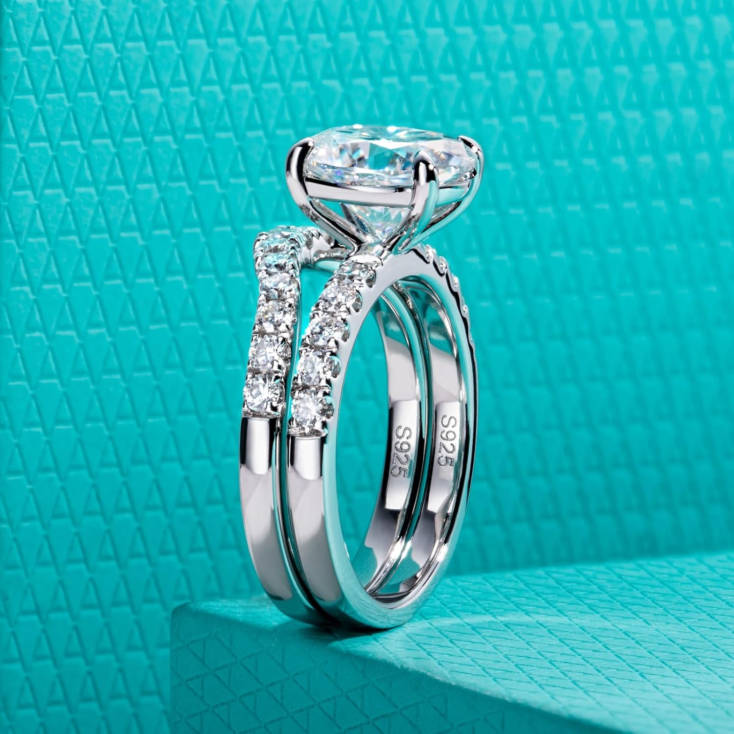 AnuClub Pear/Oval Cut Moissanite Wedding Rings Bridal Set 3CT Center Stone D Color VVS1 925 Sterling Silver Classic Engagement Promise Ring for Women with Certificate - Image 6