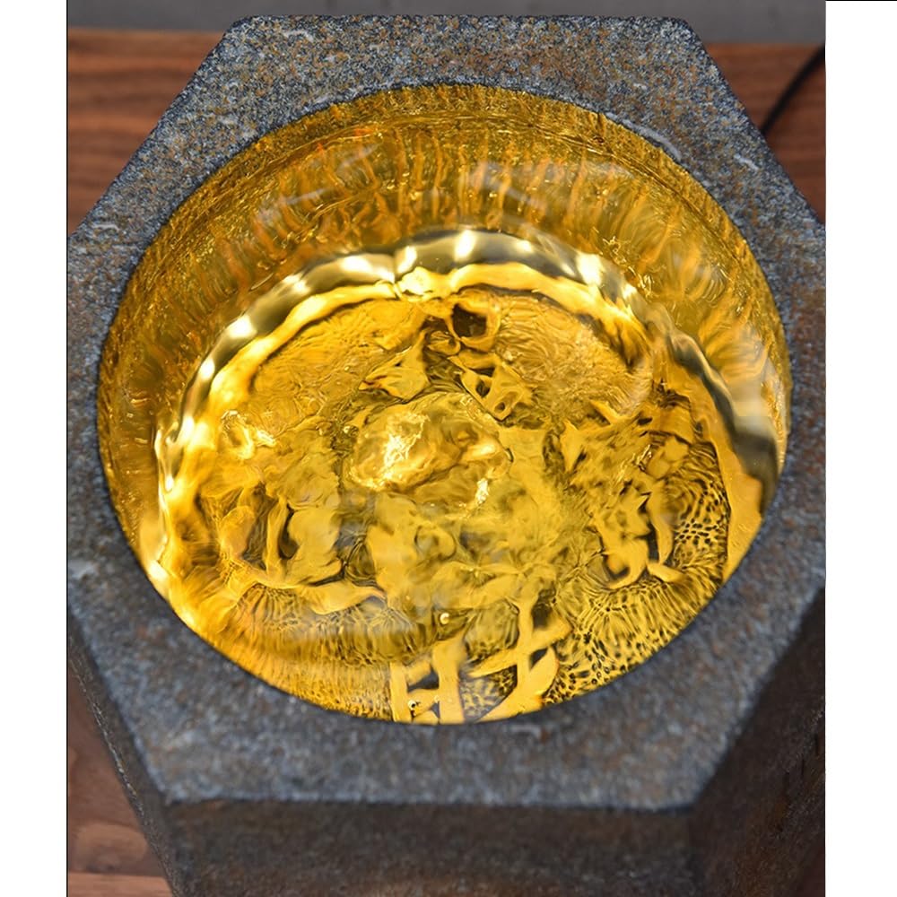 Fontana d'Interno, Fontana da Tavolo a Pozzo Antico, Stile Cinese Antico, Cascata Circolare, Decorazione per Casa e Ufficio Zen Rilassante