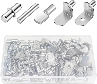 86 Pieces 5 Styles Shelf Pins Kit, Nickel Plated Shelf Bracket Pegs, Cabinet Furniture Shelf Pins Support for Shelf Holes on Cabinets, Bookcases