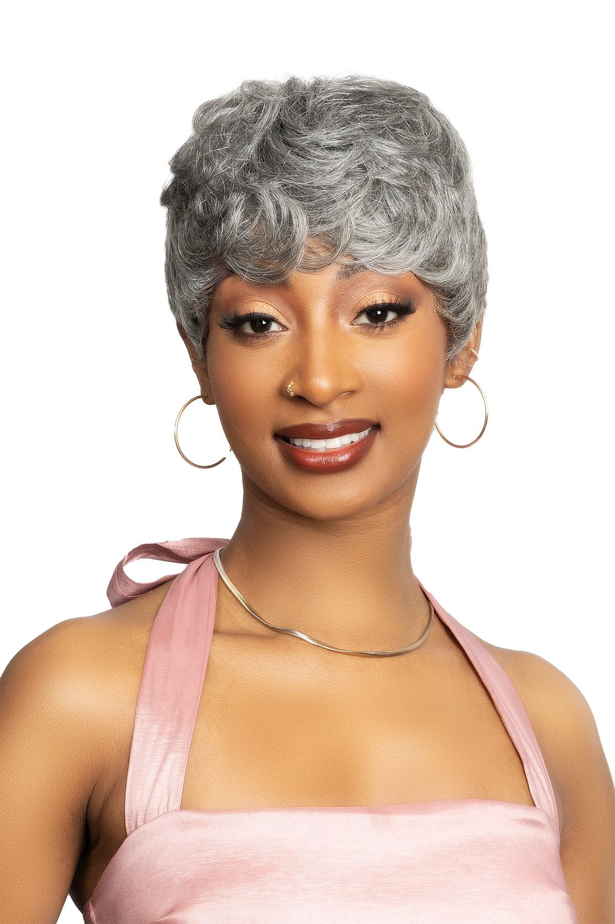 Janet Collection LAVISH Human Hair SIFA Wig– Short Layered Pixie with Textured Waves, Lightweight & Natural Look (COLOR 1B)