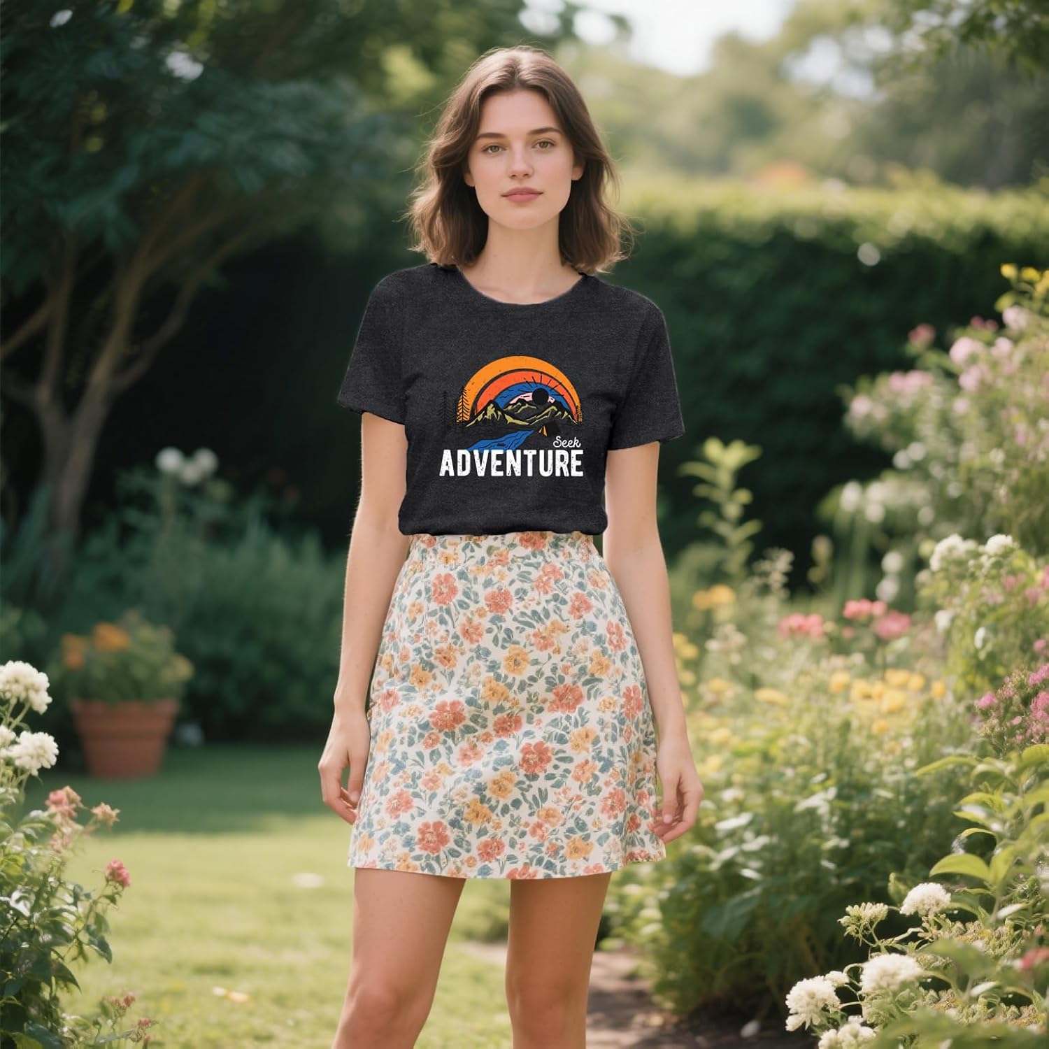 Seek Adventure Shirts for Women Camp Camping Hiking Tshirt Nature Lover Mountain Tee Tops - Image 4