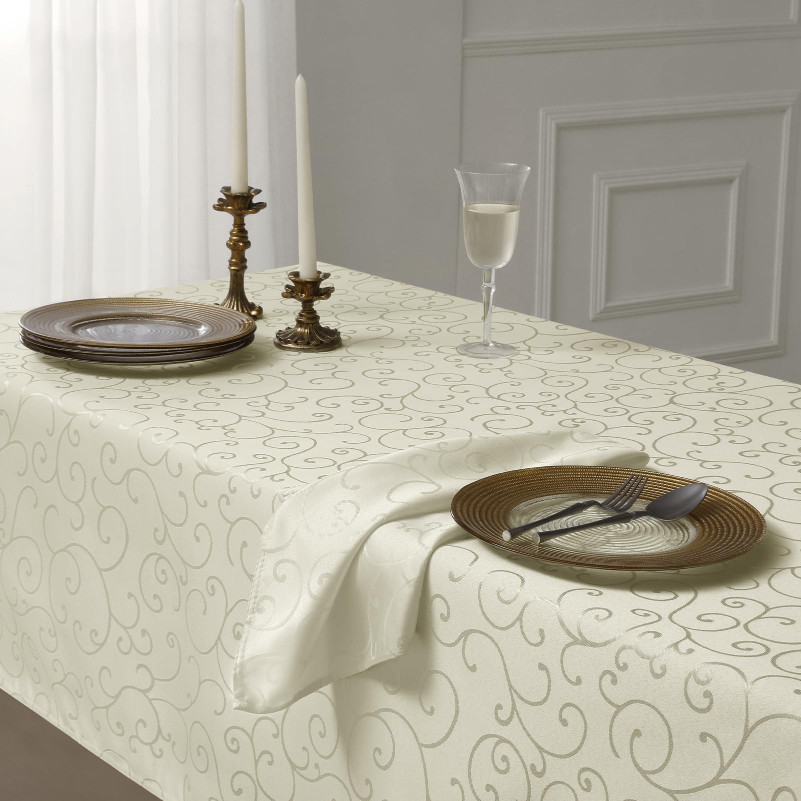 Softalker Small Outdoor Tablecloths Square 140x140 Grey Linen Textured Table cloth Stain and Wrinkle Resistant Table Cover for Spring,Easter,Summer,Party,Garden,Coffee Farmhouse Decor Tabletop - Image 4