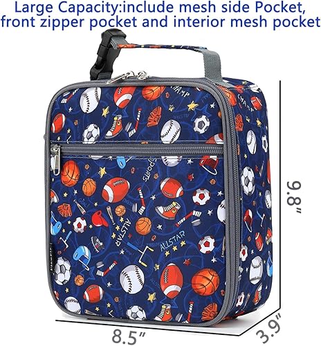 Miniatura 3 de FlowFly Lonchera para niños, bolsa suave aislada, mini hielera para el regreso a clases, kit de bolsa térmica para comidas, para niñas, niños, fútbol