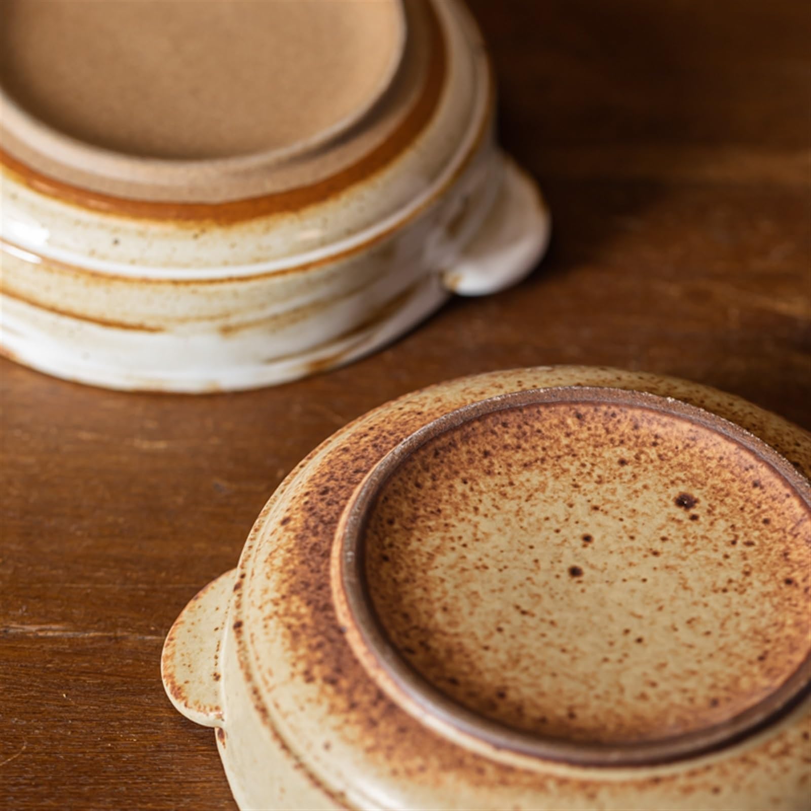 Teglie per forno Piatto fondo piccolo in ceramica ruvida con doppie orecchie, piatto da forno for microonde, ciotola for la colazione, ciotola for macedonia di frutta, piatto da dessert for tè Teglia
