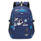 Astronaut Backpack for Boys School Bags Space Kids Backpack for School Elementary Book Bags Girls Lightweight Travel Back Packs Blue