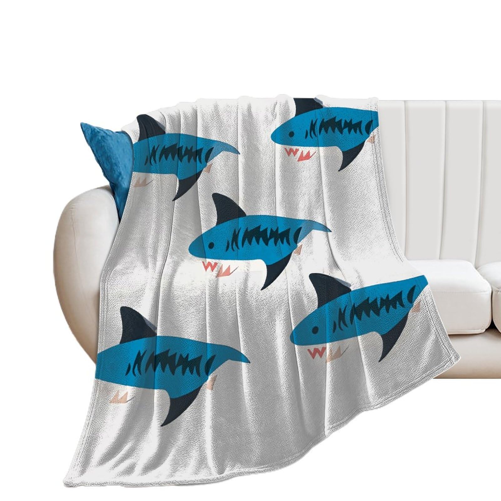 Couverture en flanelle motif requin pour vos soirées cocooning et camping