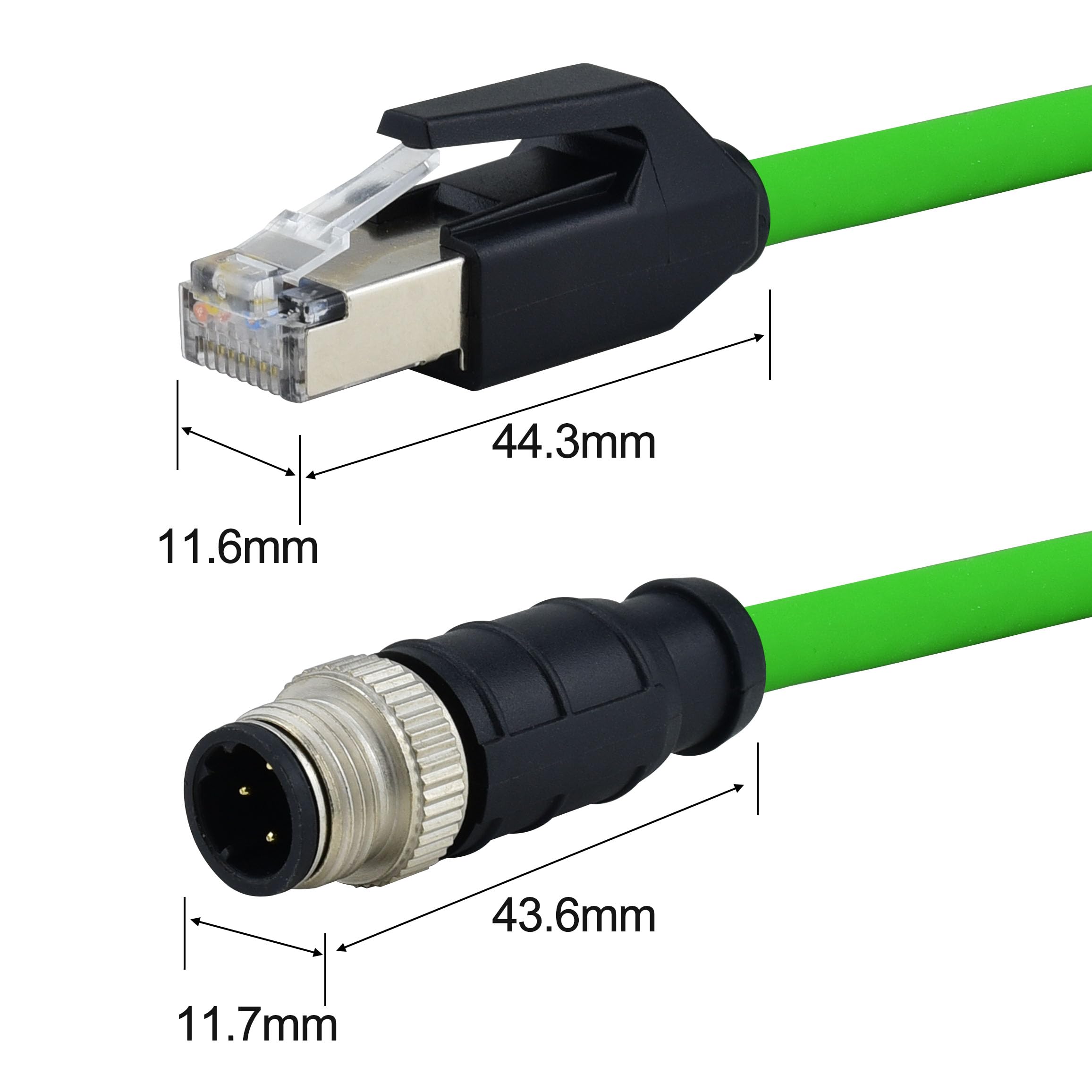 Câble Ethernet M12 4 Broches Vers RJ45 CAT5E - 2m, IP67, Blindé - Pour Automatisation Industrielle