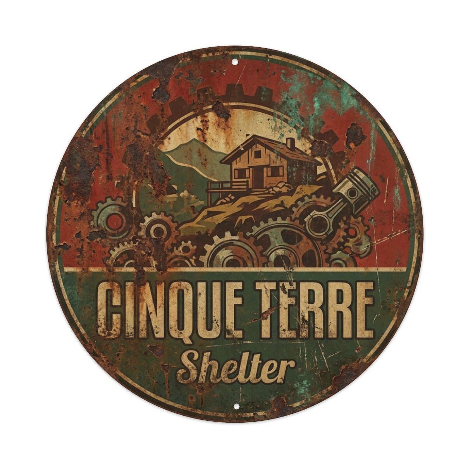 Vintage Travel Cinque Terre Italy Refuge Metal Tin Sign