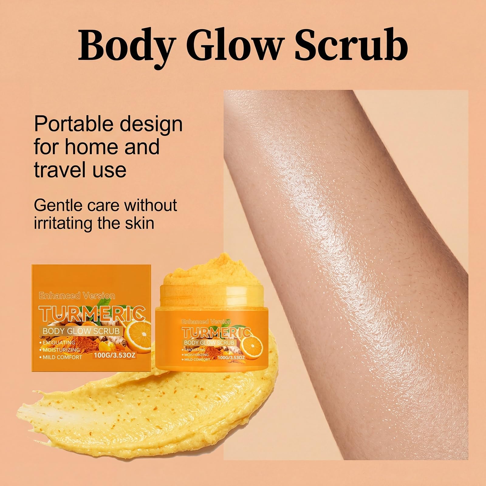 Exfoliante corporal de cúrcuma con vitamina C, exfoliante nutritivo (6 unidades) | Exfoliante corporal para piel áspera y seca, exfolia suavemente el cuerpo, manos y pies para pieles más suaves