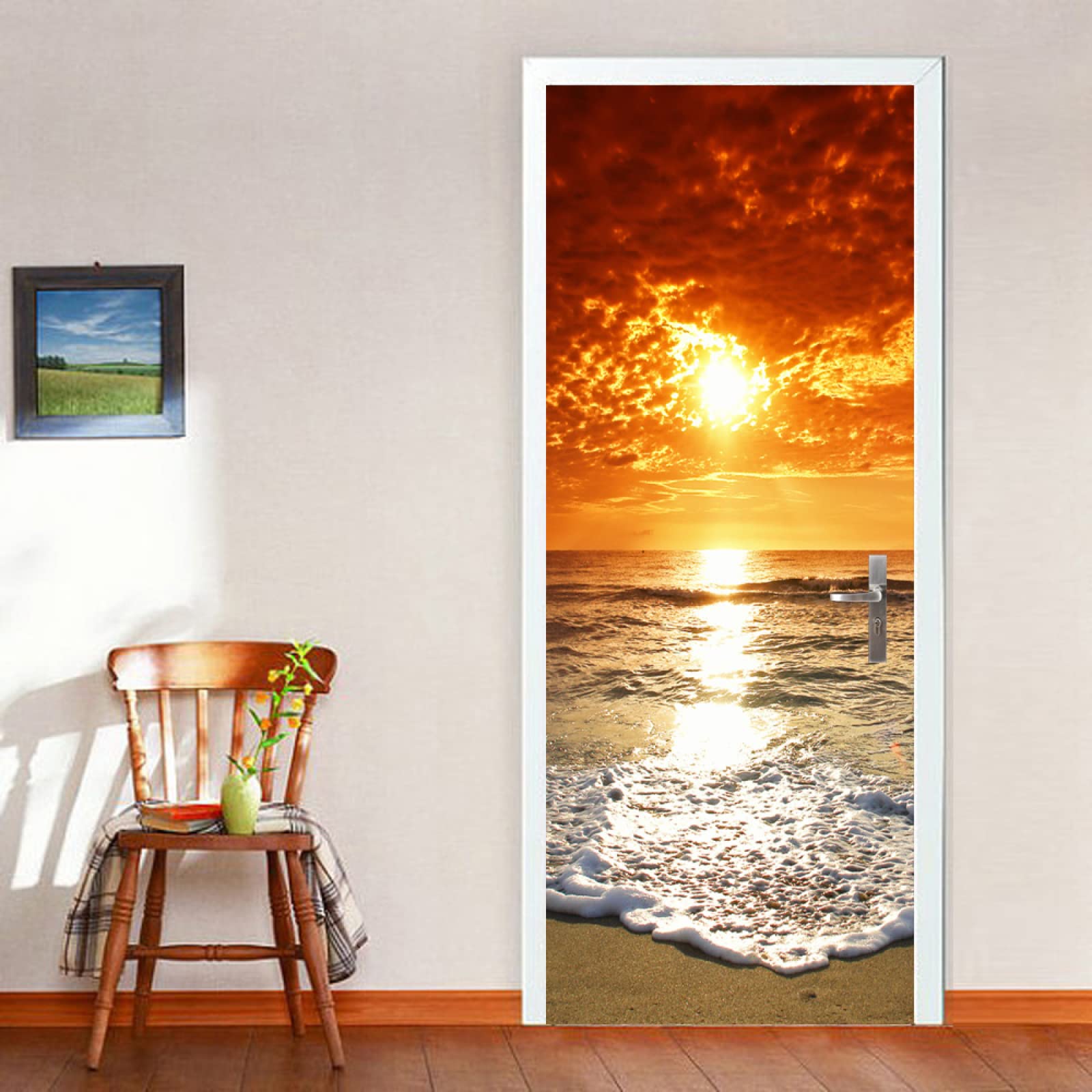Sticker Porte 3D Effet Trompe-l’œil Hawaii – Vue Sur Mer, 85x215cm, PVC Amovible – Décoration Chambre, Salon - 11