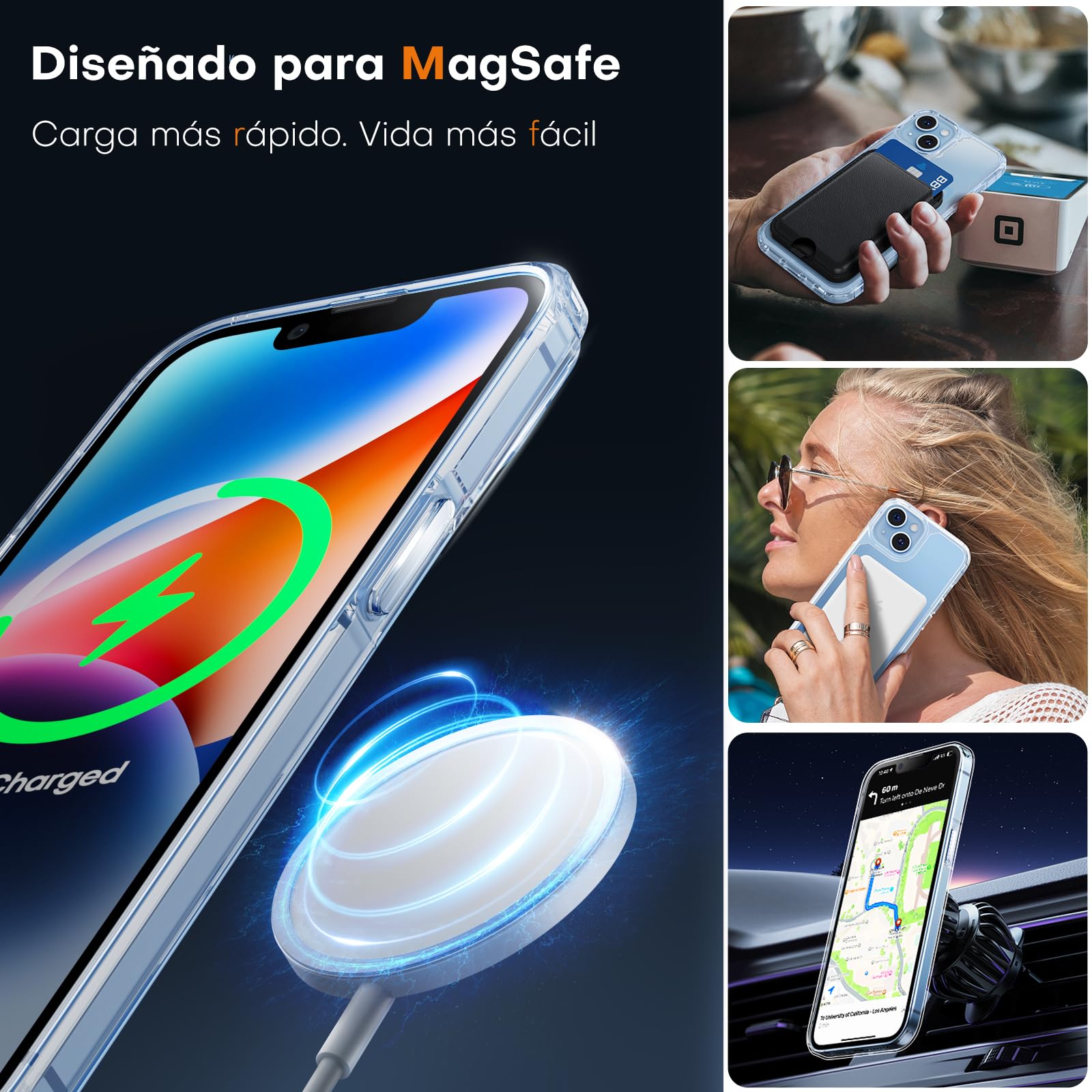 TAURI Funda para iPhone 13/iPhone 14, Compatible con MagSafe [No amarillea] con Vidrio Templado, Carcasa Nueva para iPhone 13/iPhone 14,Funda Ultra Fina antichoque - Transparente - 4