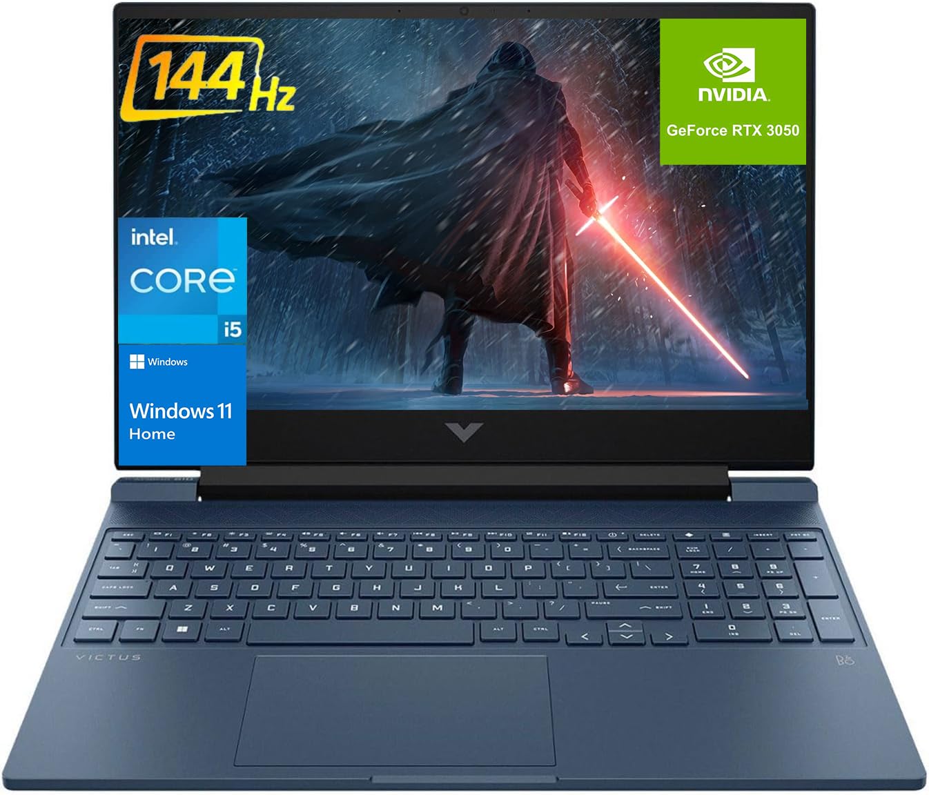 HPVictus 15.6 i5 Gaming Laptop, 15.6" FHD 144Hz Display, Intel Core i5-12450H, NVIDIA GeForce RTX 3050, 64GB RAM, 2TB SSD, Backlit KB, Touchpad, SD Card Reader, Webcam, HDMI, Wi-Fi 6, Win11 Home