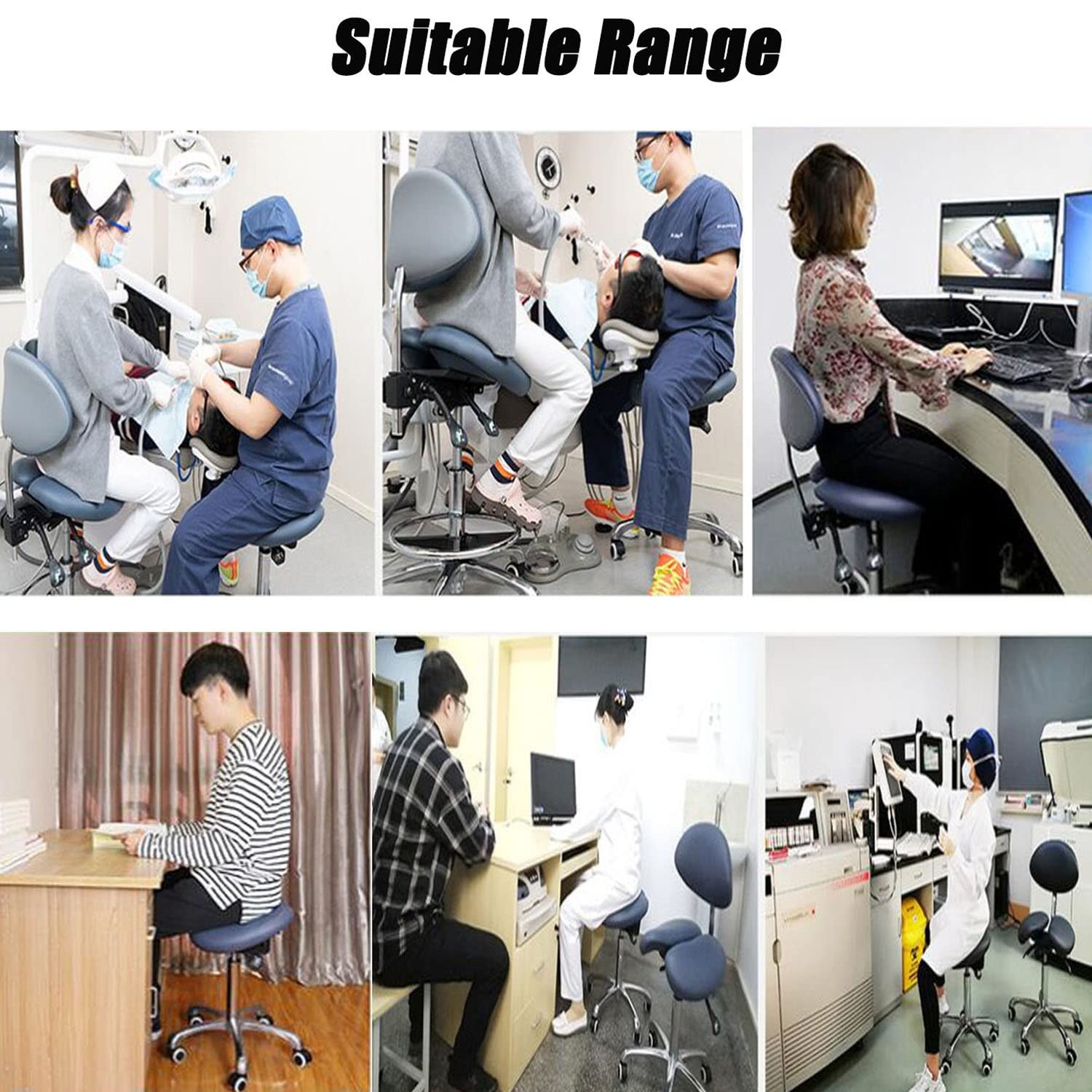 Taburete giratorio ergonómico de altura ajustable, silla dental médica giratoria, piel sintética, ideal para oficina, salón, hospital y laboratorio