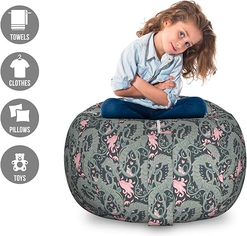 Miniatura 92 de Lunarable Silla de almacenamiento para adolescentes, coloridos patines de estilo retro, para actividades juveniles, para niñas y niños, divertido