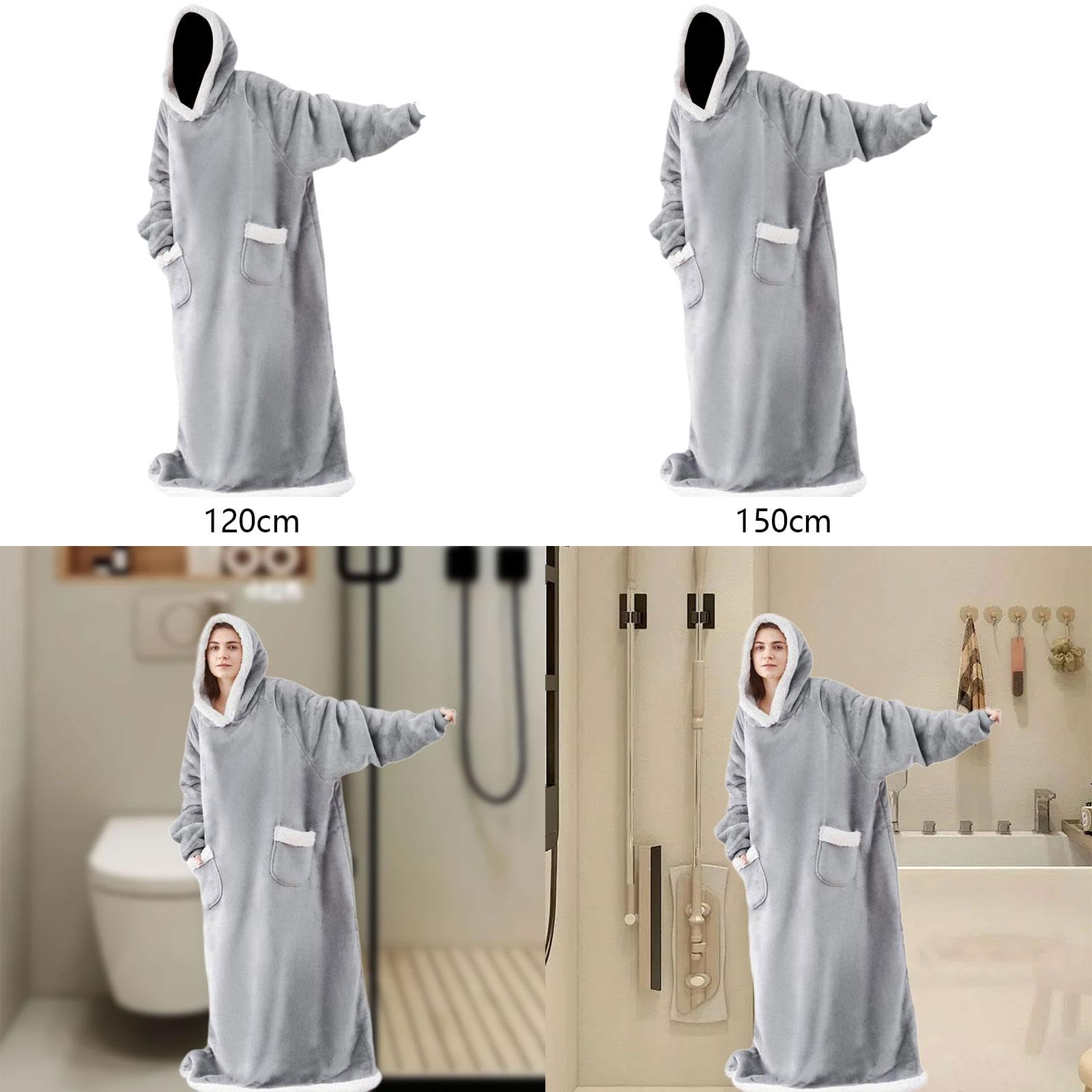 CALANDIS® Wearable Blanket Hoodie Sweatshirt Clothes Soft Loungewear Cozy Pajama Robes 120cm | Sleepwear & Robes | Intimates & Sleep | Womens Clothing 1