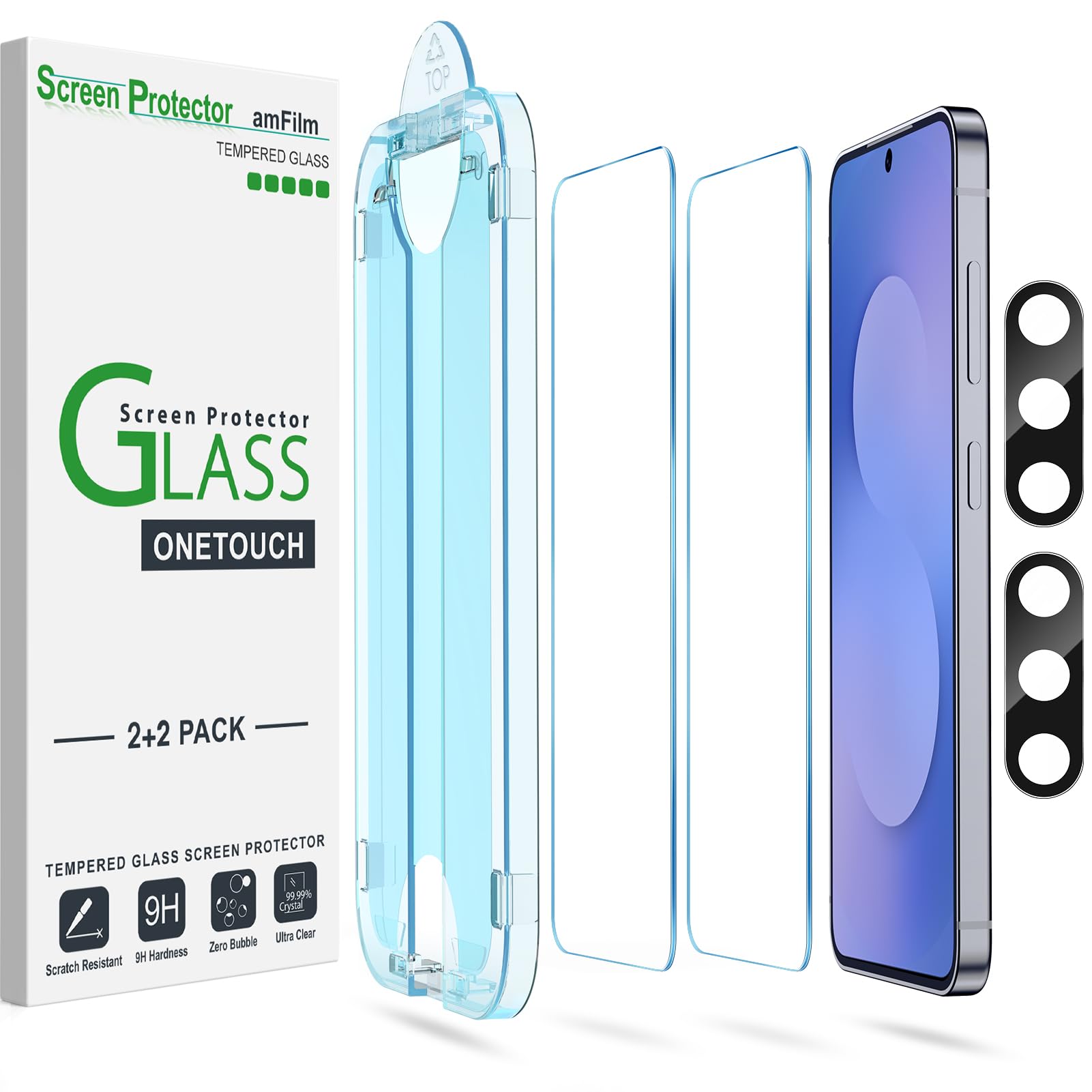 Photo 1 of amFilm OneTouch for Samsung Galaxy S25 FE Screen Protector Tempered Glass