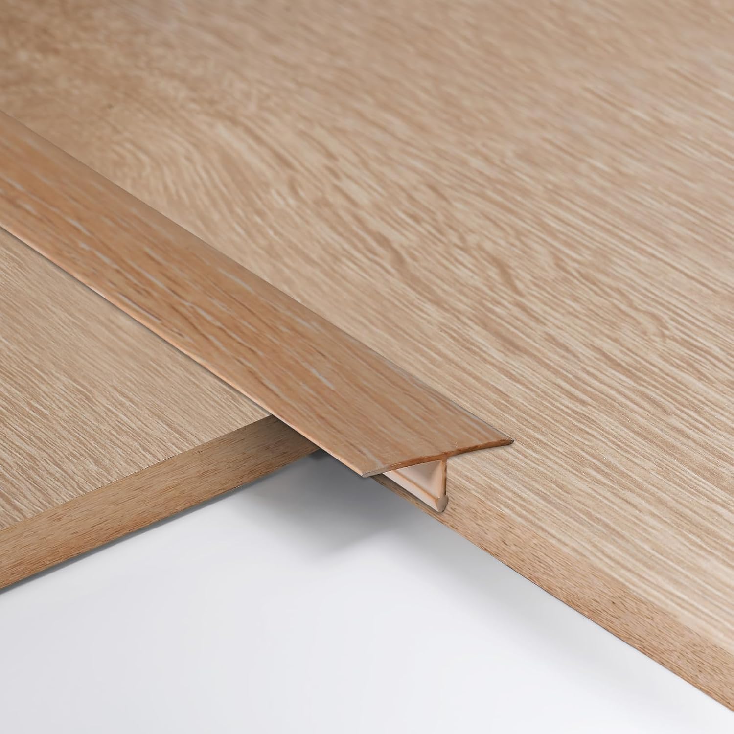 6pcs Aluminum T Molding Floor Transition Strip Metal Flat Divider Strip for Joining Floor Gaps Laminate Profile Flooring Edge Trim Cover Strips,(0.9m Beige Oak,3.3cm) โ image 1